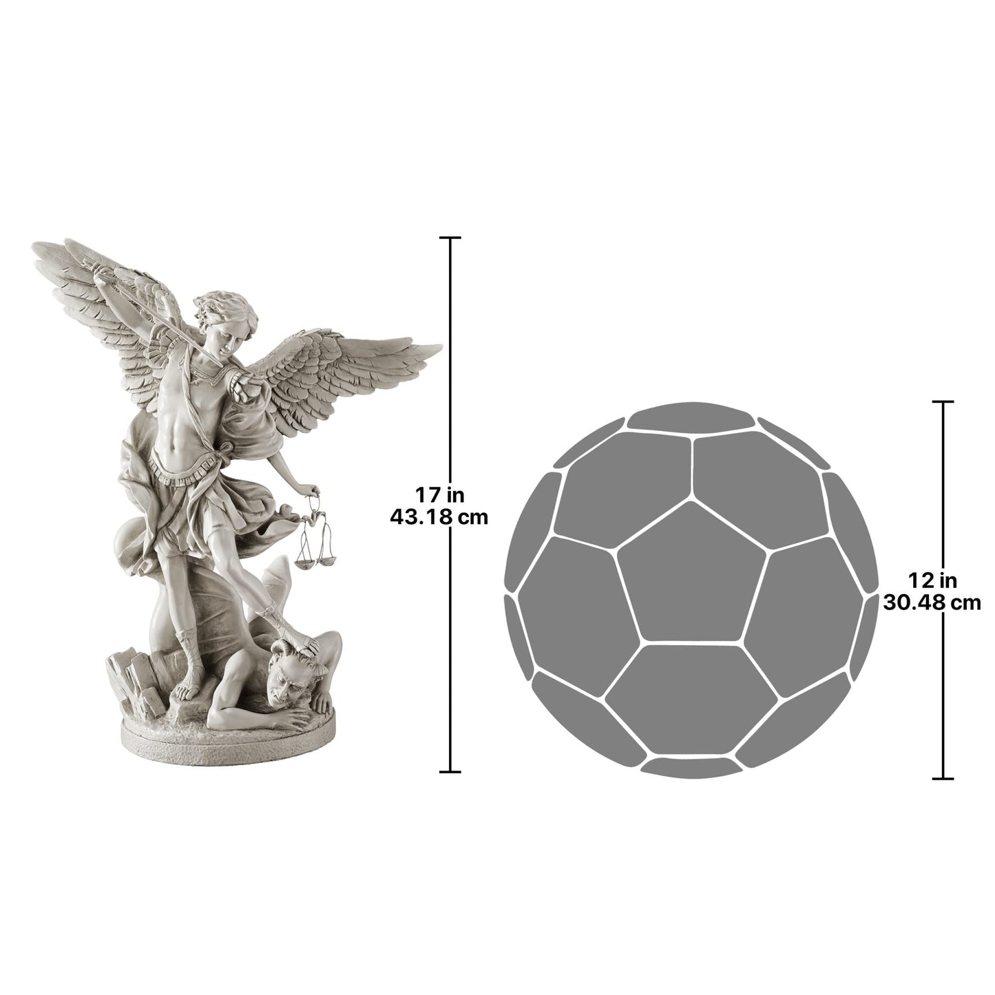 Design Toscano EU1850 St. Michael the Archangel Religious Statue, Gallery, 43 cm, Polyresin, Antique Stone,White