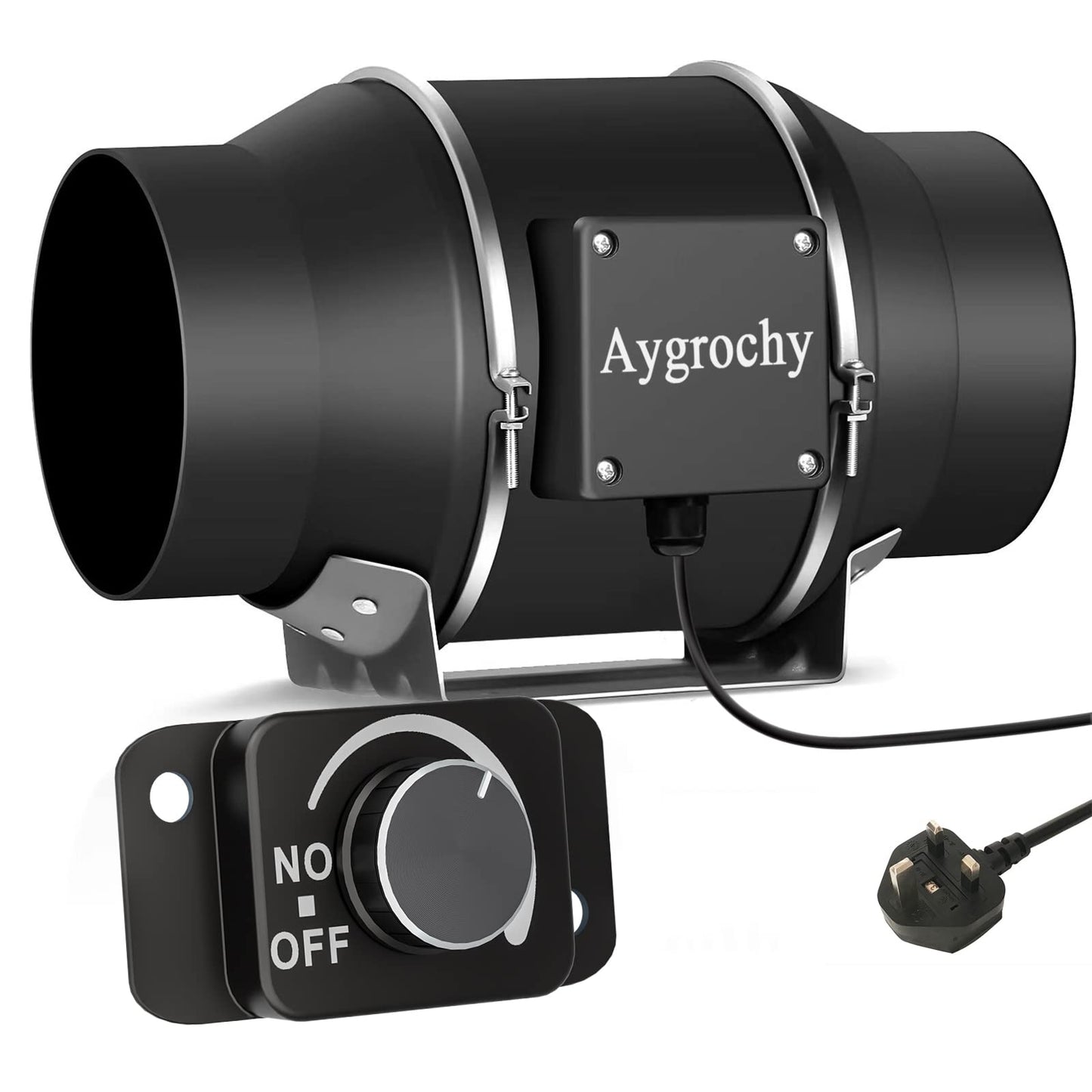 Aygrochy Quiet 4 Inch Inline Fan with Variable Speed Controller, Using for Heating Cooling Booster, Grow Tents, Hydroponics,Home use Ventilation and