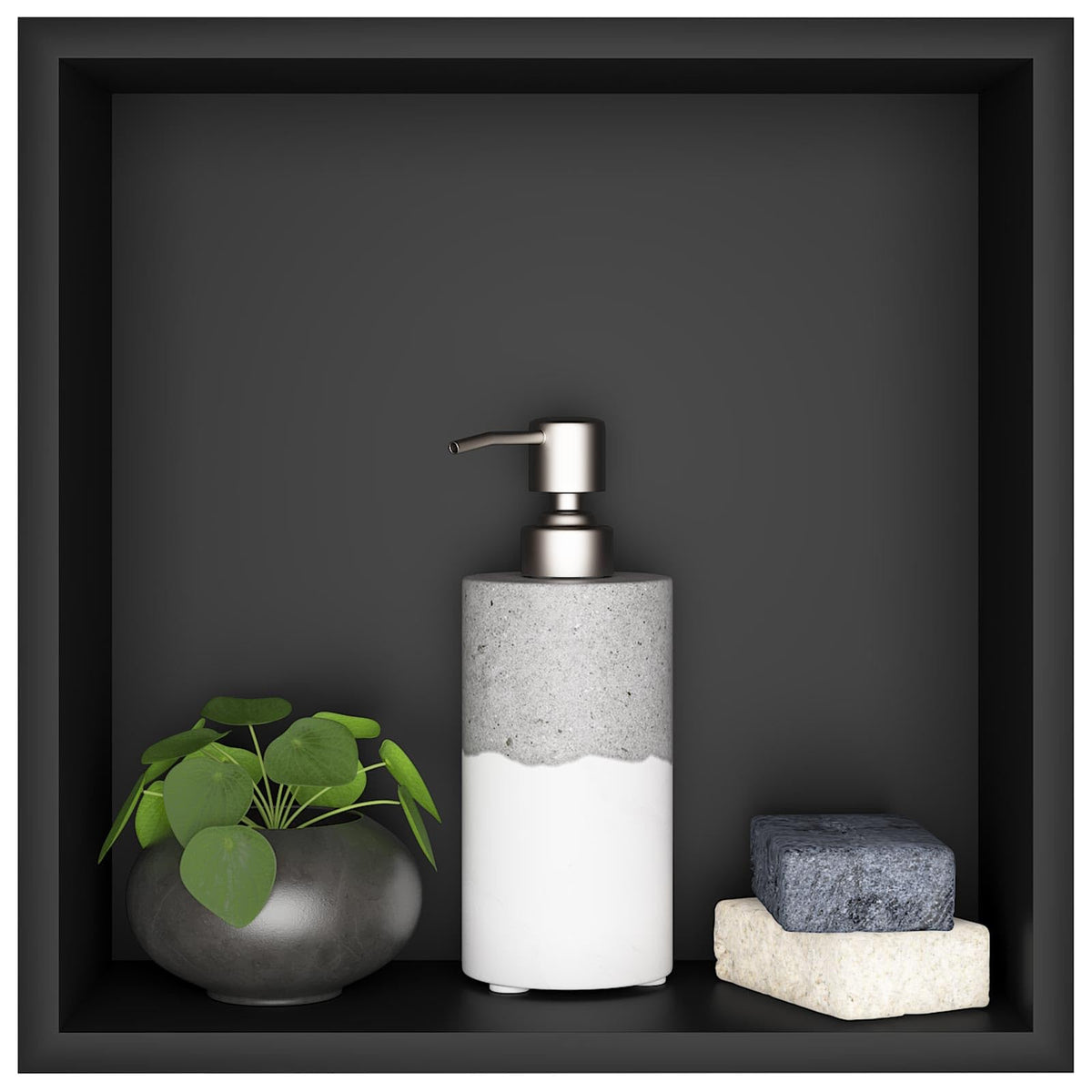 Sunrik Embedded Shower Niche - Stainless Steel, Single Layer, 30?30?10 cm, Black