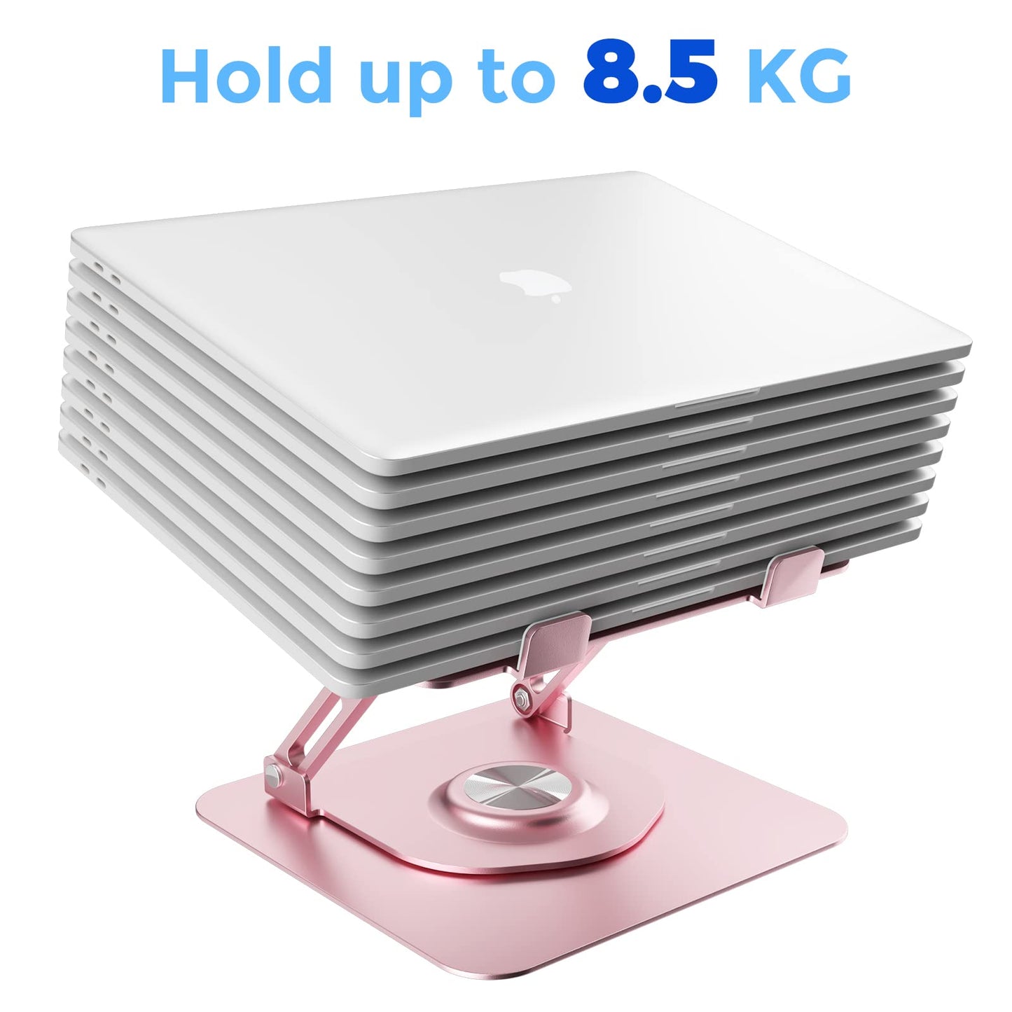 Swivel Laptop Stand for Desk, Adjustable Height Aluminum Computer Stand with 360 Rotating Base, Foldable Ergonomic Riser