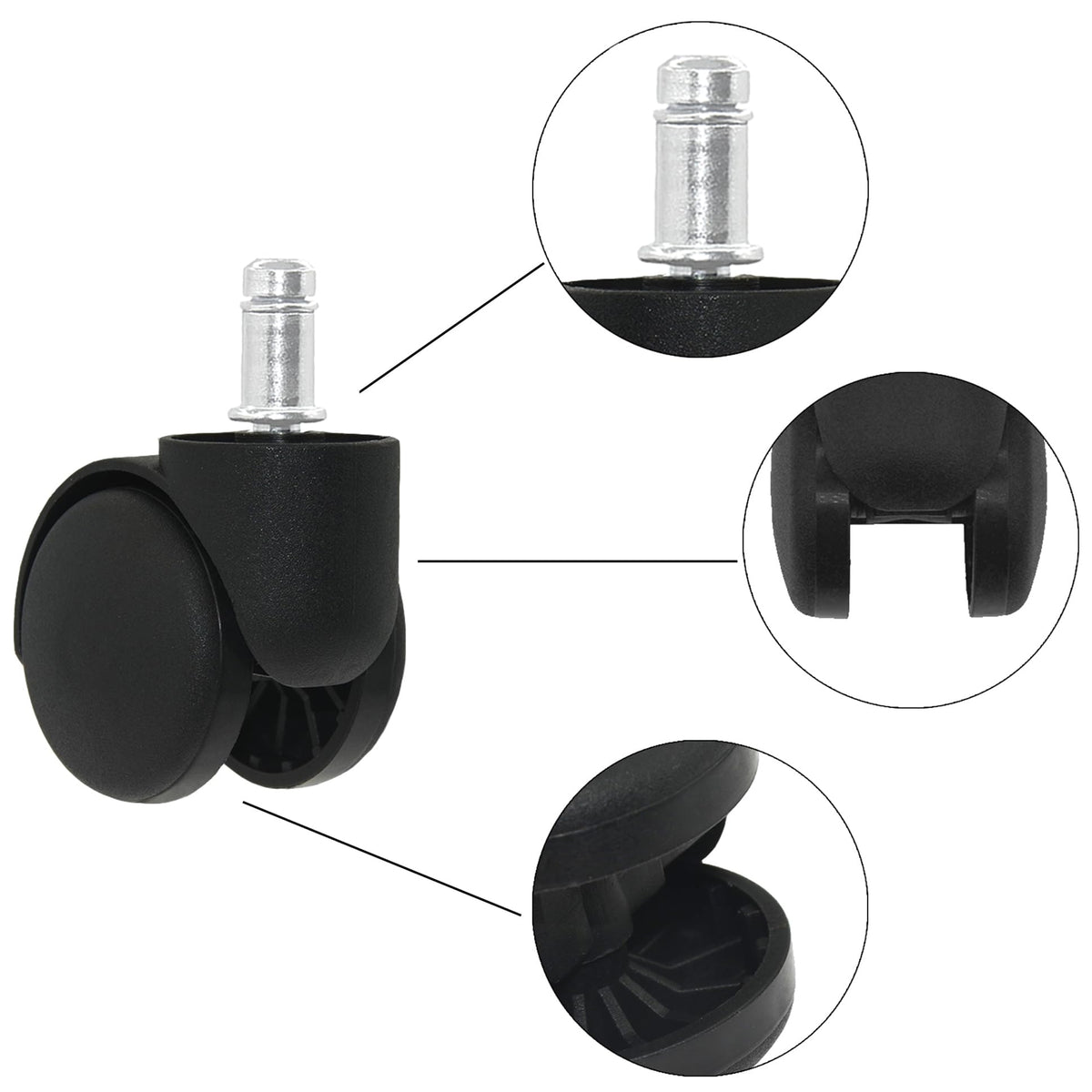 5 PCS Office Chair Caster Wheels,11mm Standard Size Chair Casters