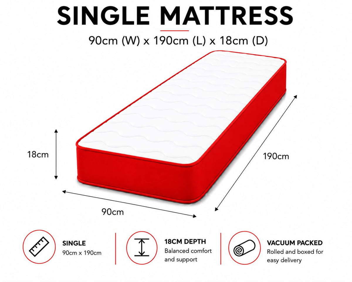 eXtreme comfort ltd Cooltouch Colours Red Single Mattress