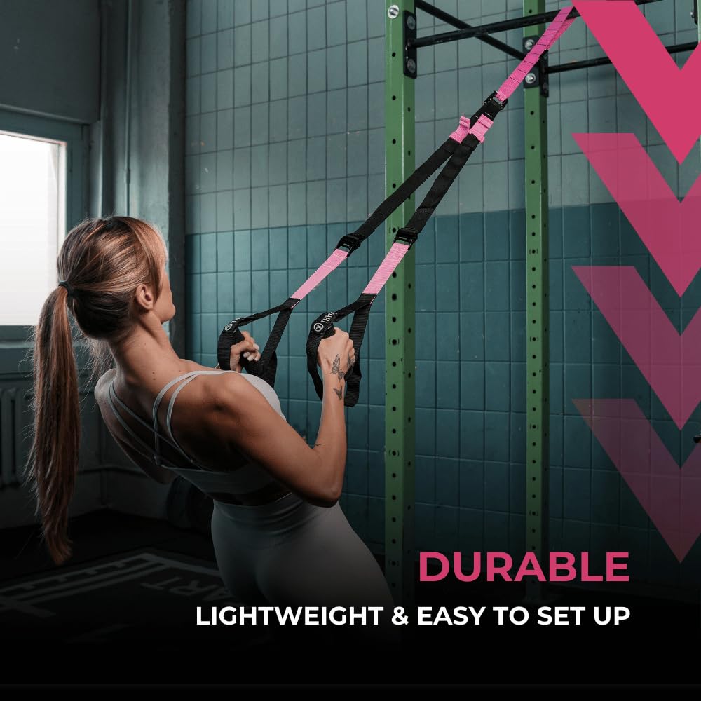 THYSOL Suspension Trainer Pro Xtreme Straps | Sling Trainer Set with Adjustable Door Anchor | Fitness Home Workouts - Suitable for Travelling & for