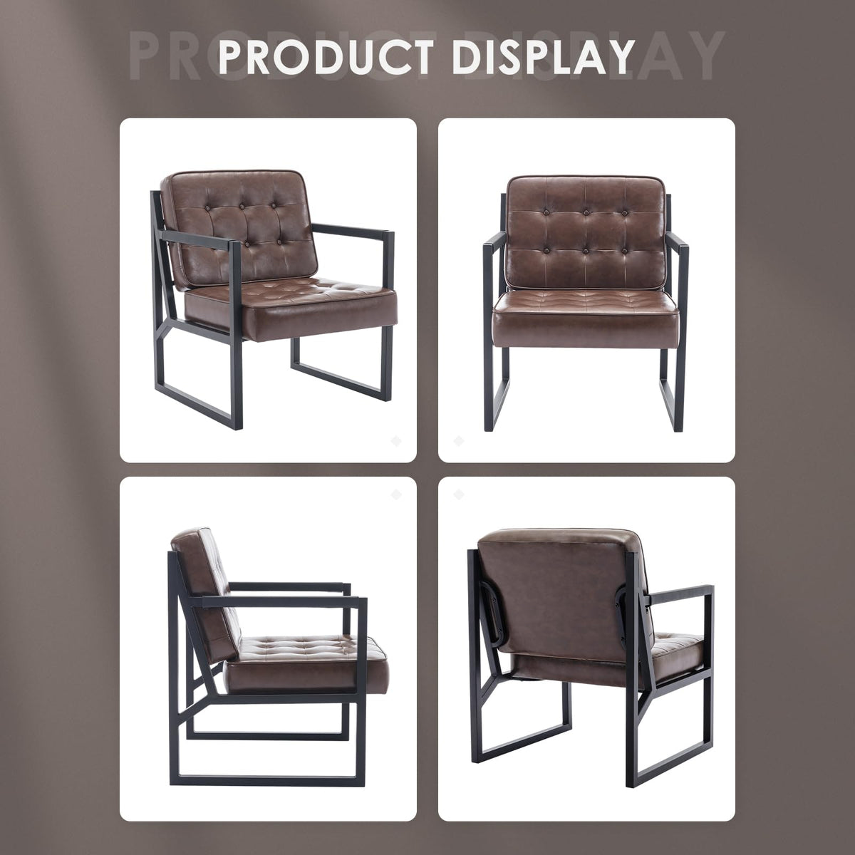 COLAMY Mid Century Modern Accent Chair Set of 1, Comfy Living Room Armchair with Metal Legs