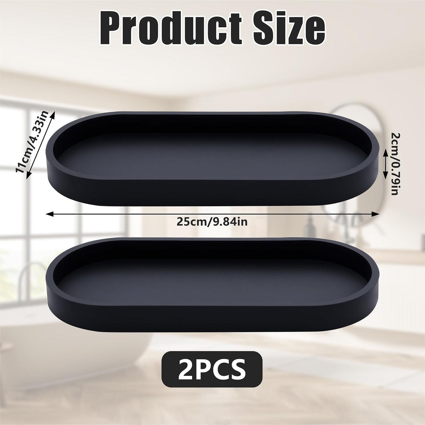2 Pcs Oval Bathroom Vanity Trays Toilet Tank Oval Storage Tray