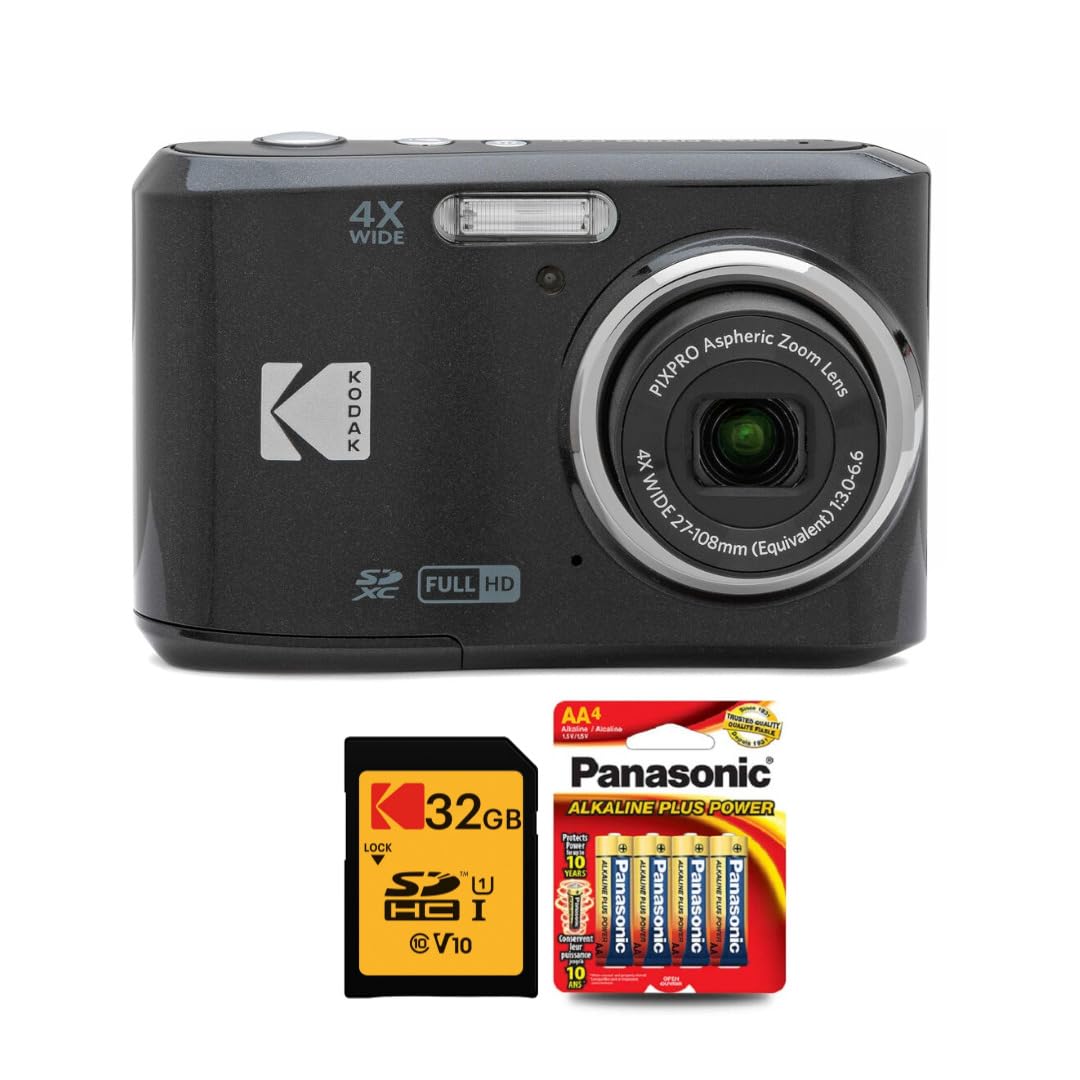 Kodak PIXPRO FZ45 Digital Camera (Black) Bundle with 32GB Class 10 UHS-I U1 SDHC Memory Card and AA High-Performance Alkaline Batteries (4-Pack) (3