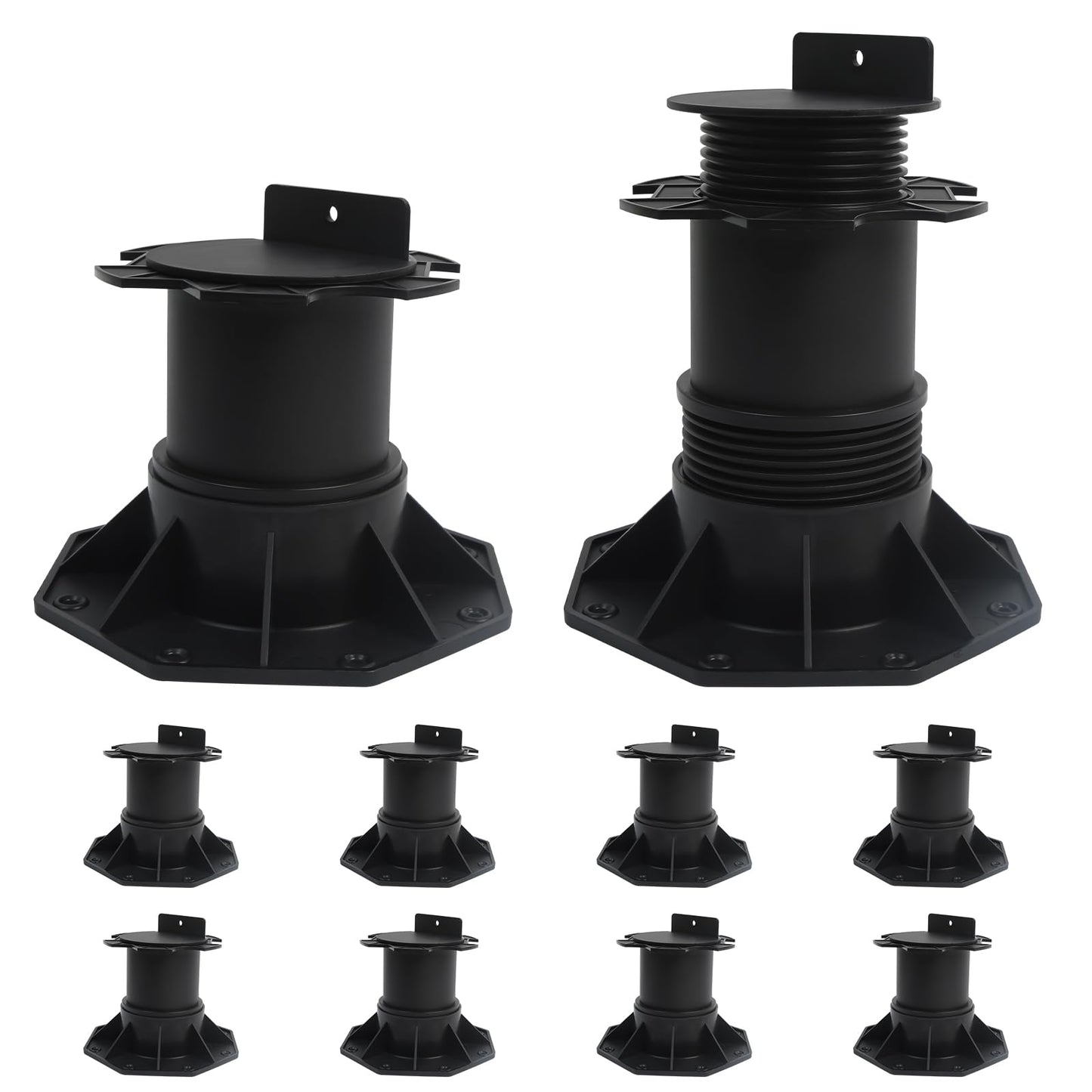 8-Pack Adjustable Decking Pedestals, 140-220 mm Plastic Deck Supports