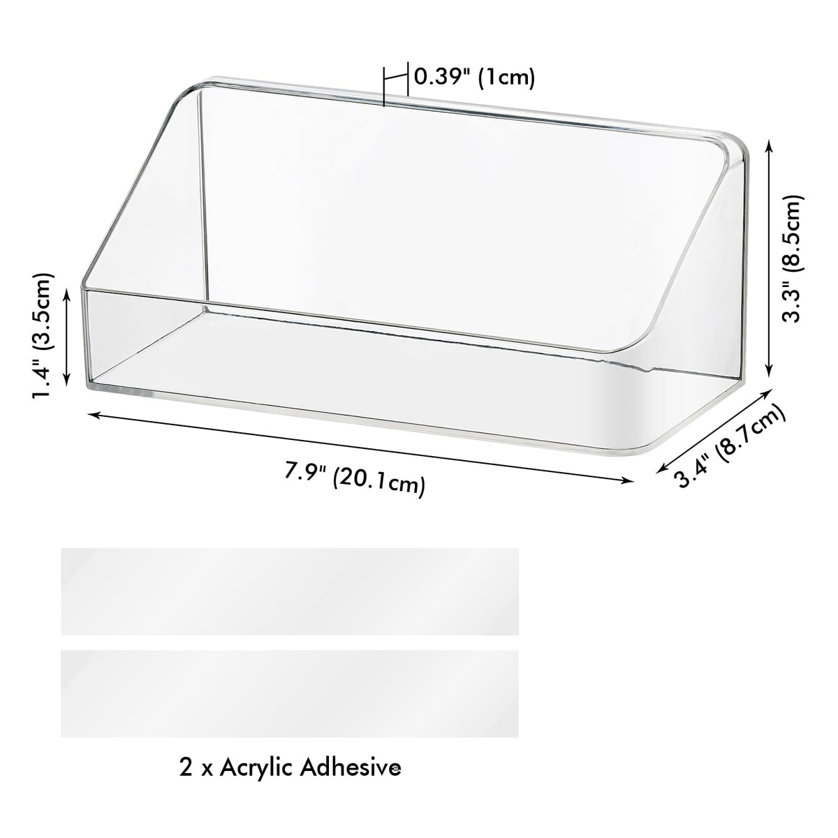 poeland Wall Mounted Storage Organizer, No Drilling Bathroom Shelf, Clear Storage Box for Bathroom, Bedroom, Mirror Cabinets (Transparent)
