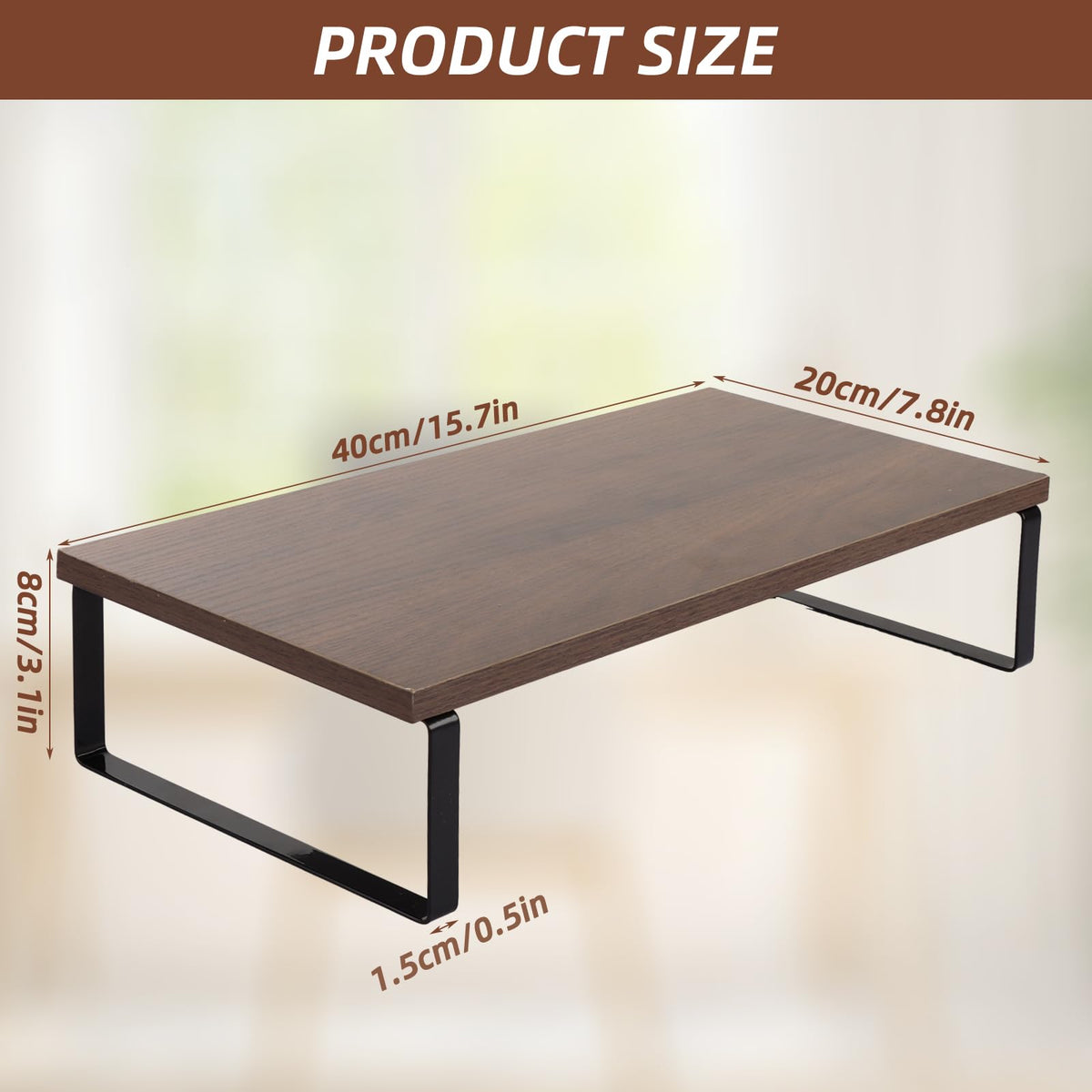 LOPYXBR 2Packs Monitor Stand Holder 40 x 20 x 8 cm Wooden Monitor Riser for Desks