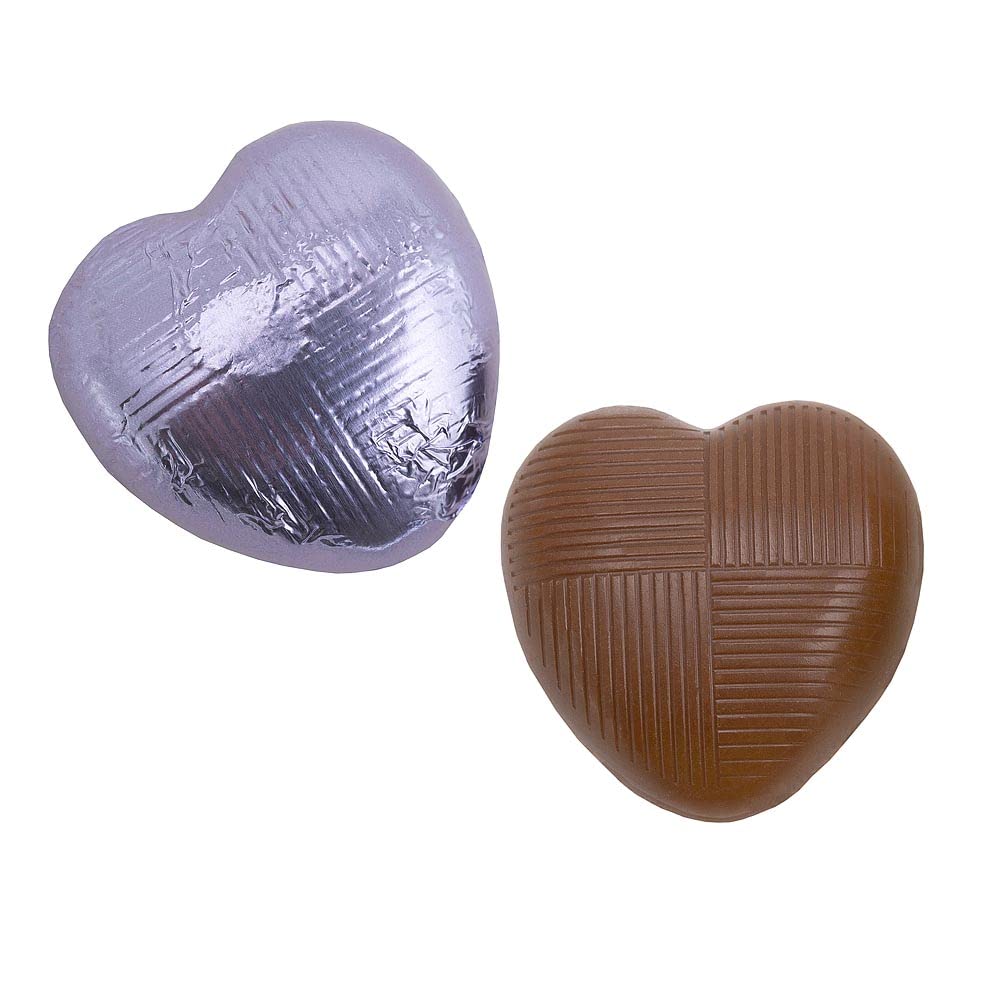 Italian Options Milk Chocolate Hearts, 500 grams approx 83 Pieces, Lilac Foil