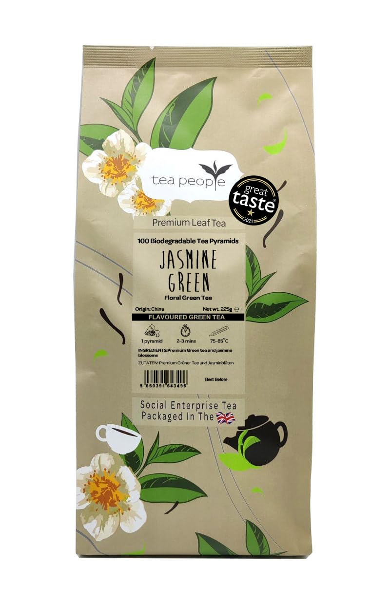 Tea People Jasmine Green, 100 Tea Pyramids in Small Catering Pack, JG-100TP