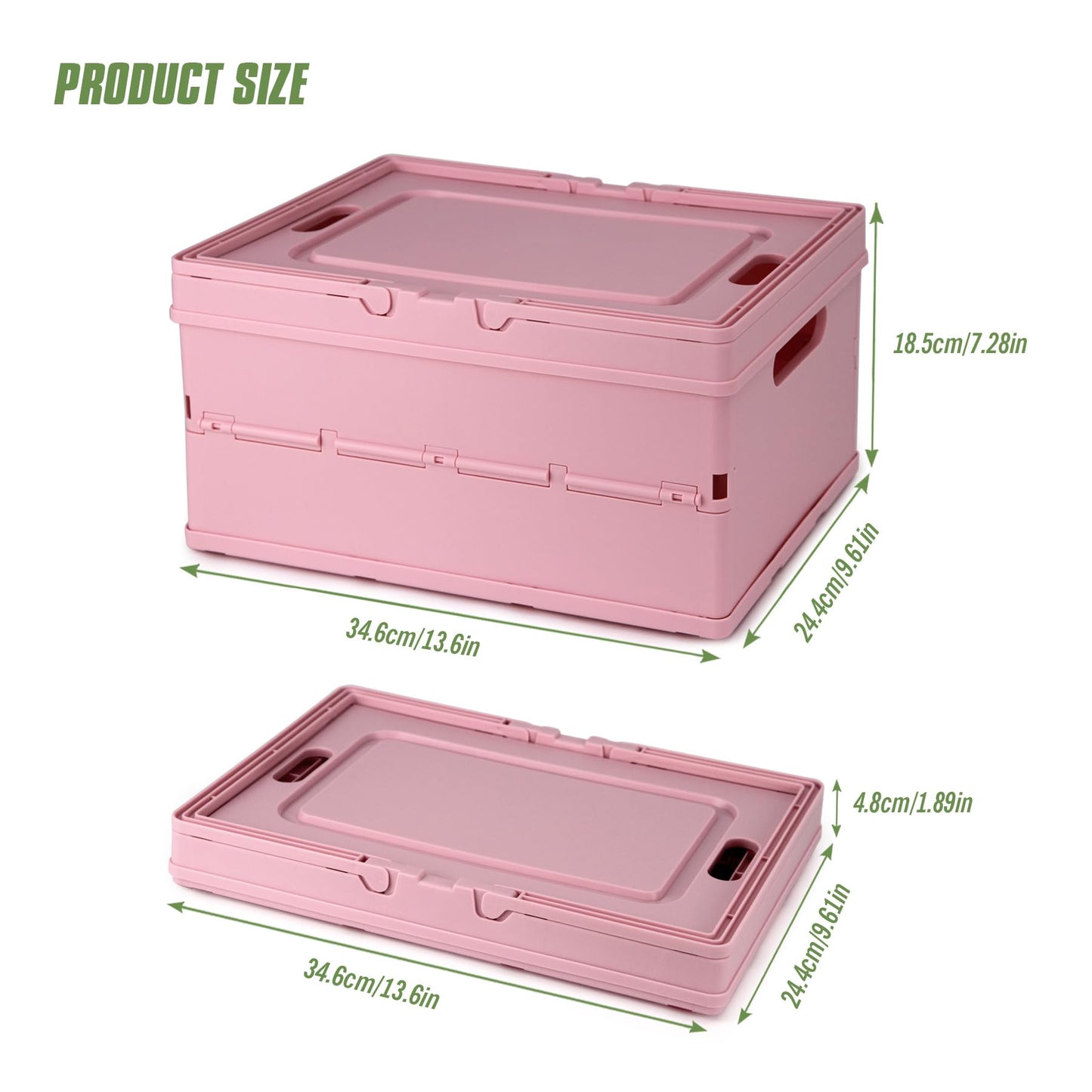 Vivikivi Collapsible Storage Crate,Plastic Storage Box, White-2 Pack
