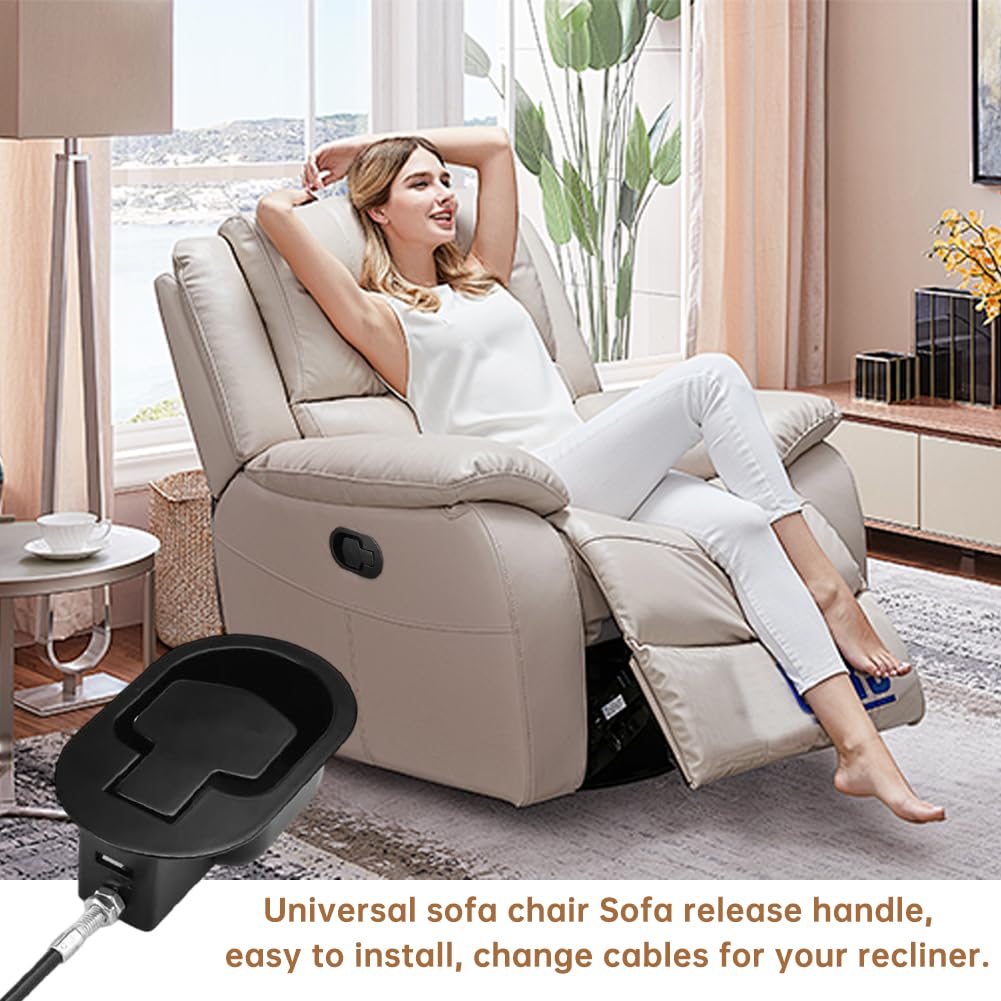 ZESHGON Recliner Release Pull Handle, Aluminium Alloy Universal Chair Release Pull Handle Replacement with Cable