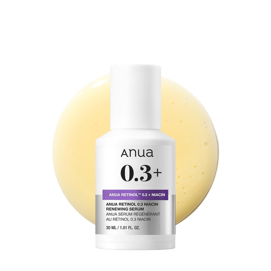 ANUA Retinol 0.3 Niacin Renewing Serum, For Anti-Aging with Hydration, Textured & Glass skin, Retinol, 5% Niacinamide, Retinol For Face, Gentle for
