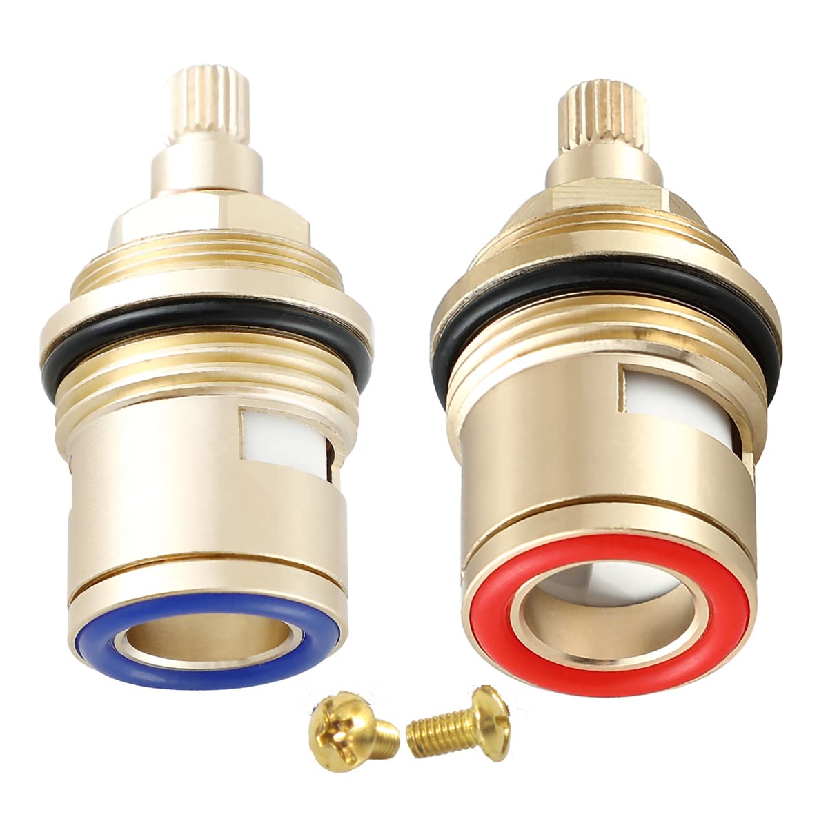 Winskybath Bath Tap Cartridge Valve 2PCS Pair 3/4 Ceramic Disc Cartridge Replacement Hot and Cold Inner Faucet Valve Quarter Turn Brass Cartridge 53MM