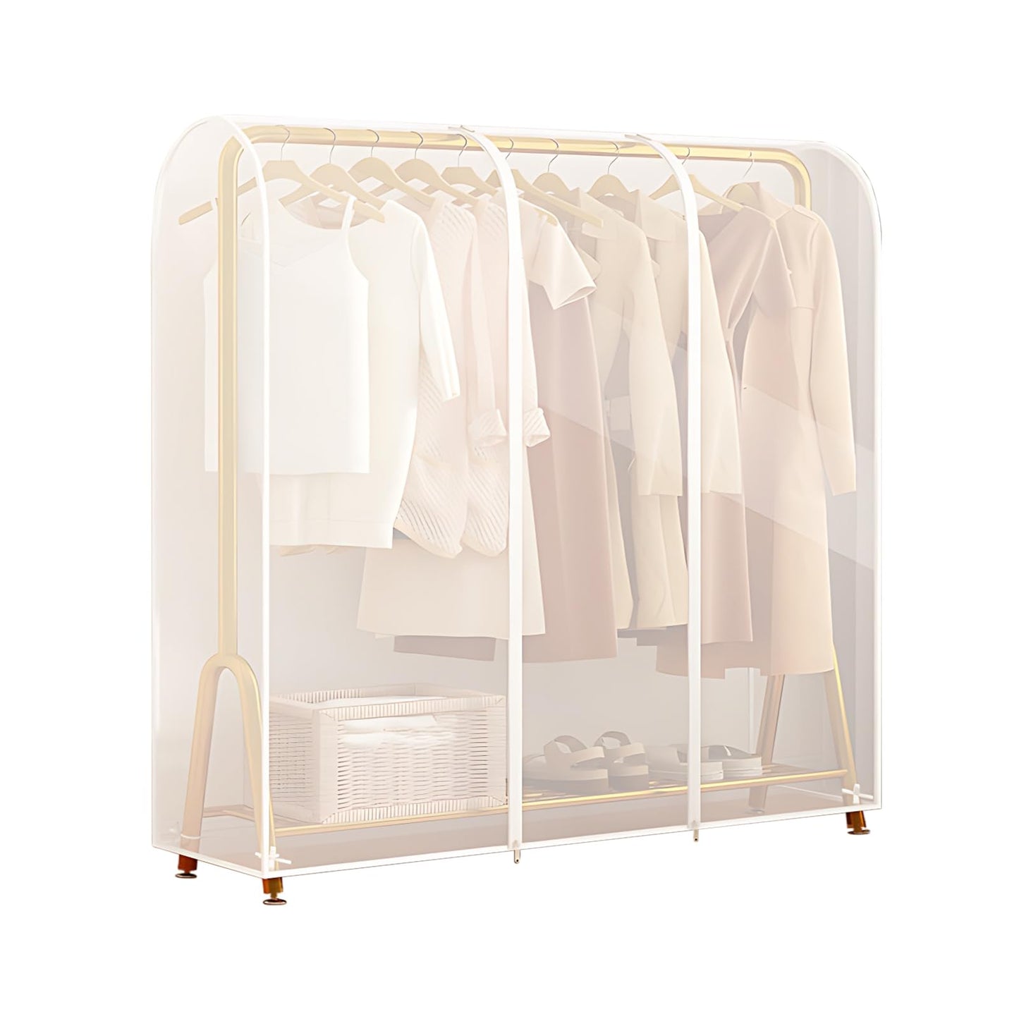 Wisebom Transparent Clothes Rail Cover, Thicken PEVA Clothes Dustproof Clothes Rail Cover Storage Bag with Strong Zipper 120×50×150 cm Clear
