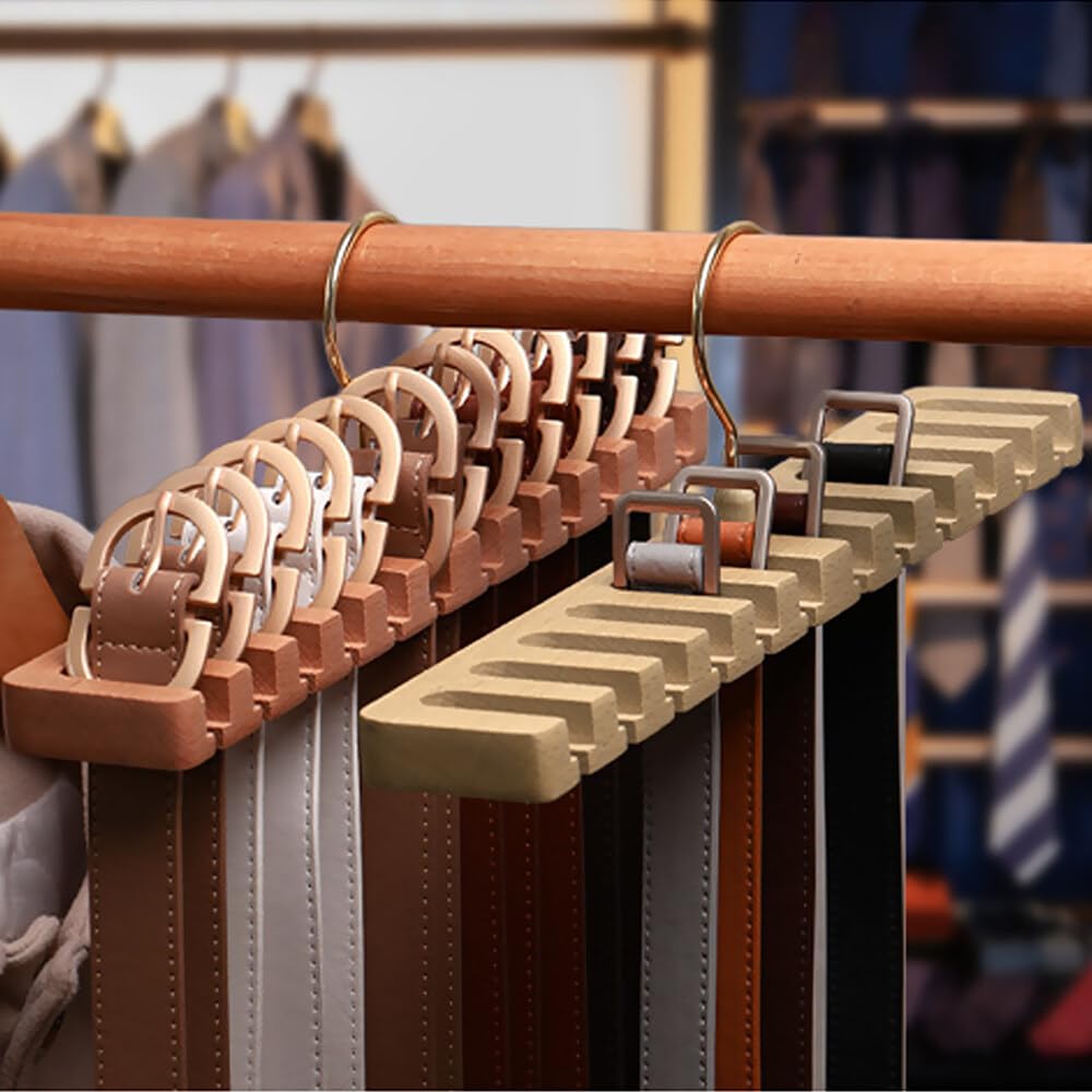 GmeDhc 1Pcs Belt Hanger for Wardrobe, Wooden Belt Storage Rack