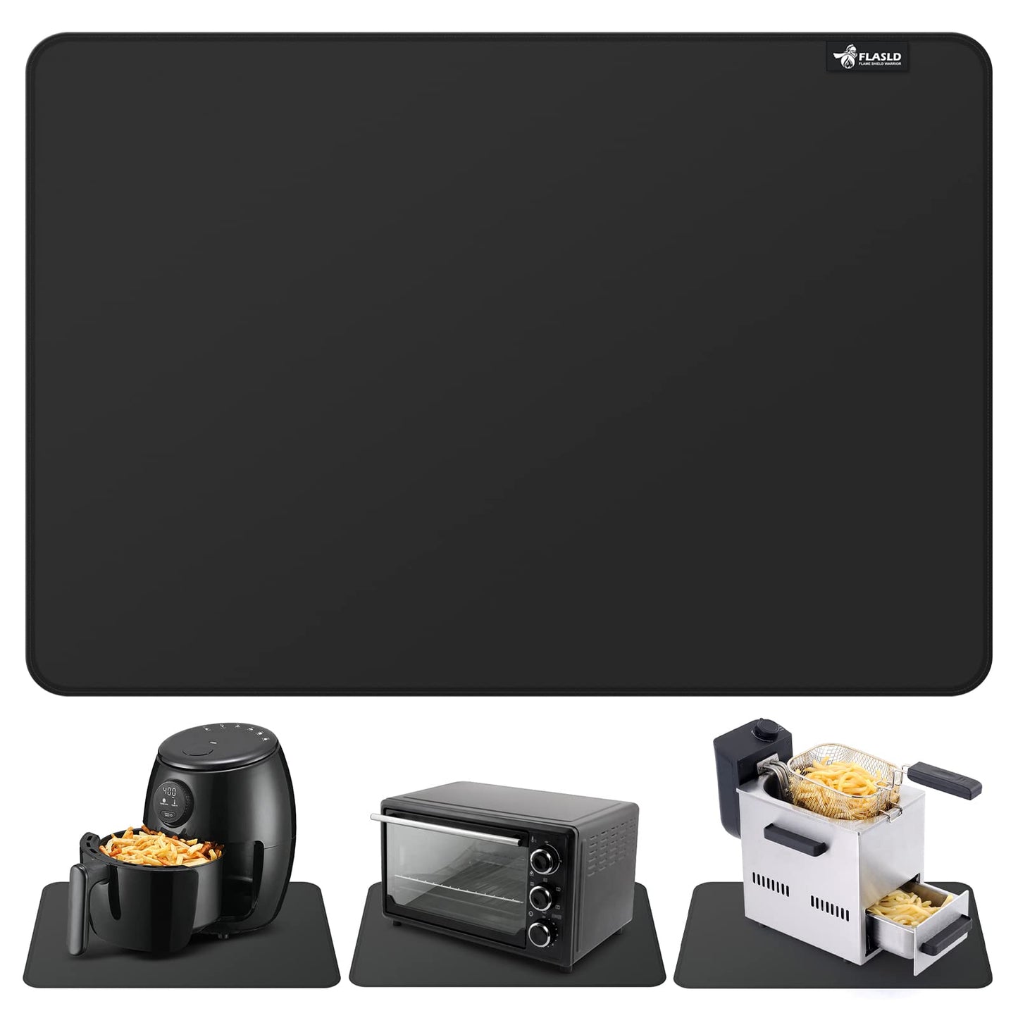 FLASLD Heat Resistant Mat for Air Fryer Site on, Fireproof Silicone Mats for Kitchen Counter, Countertop Protector, No-Slip and Waterproof (16"X24",