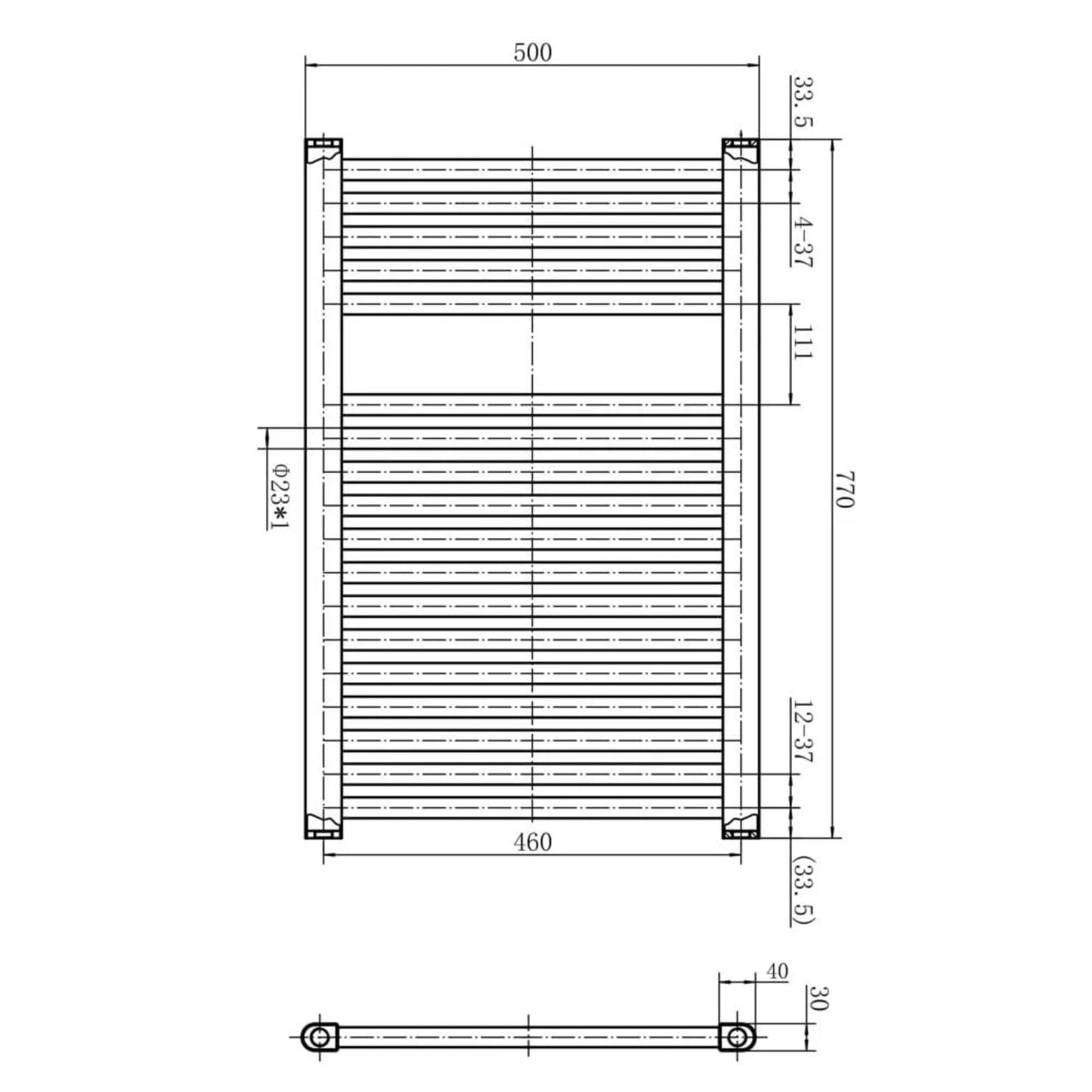 Newark Anthracite Electric Heated Towel Rail Wall Mounted Slim Ladder Design Bathroom Radiator - 770mm x 500mm