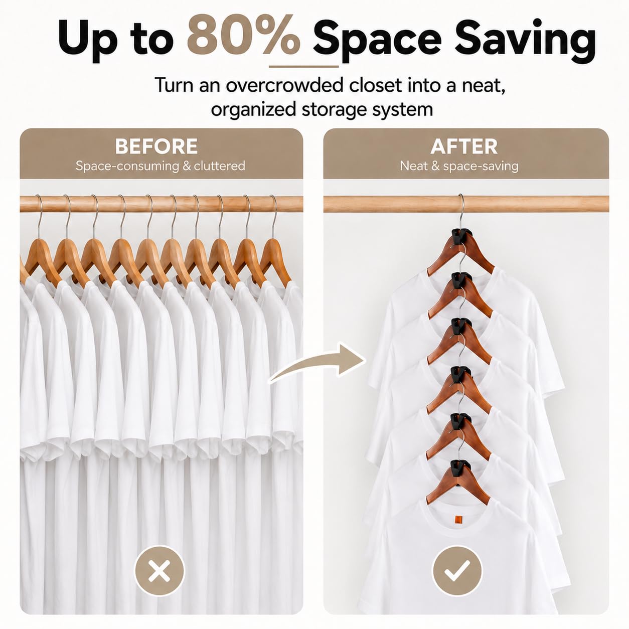 HOUSE DAY Space Saving Hangers 20 Pack, Smart Hangers for Clothes, Black