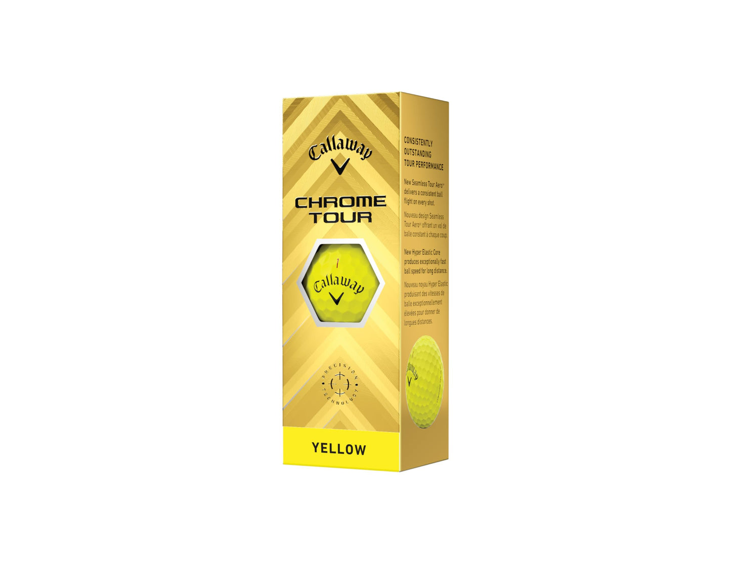Callaway Golf Chrome Tour Premium Golf Ball 2024, Yellow