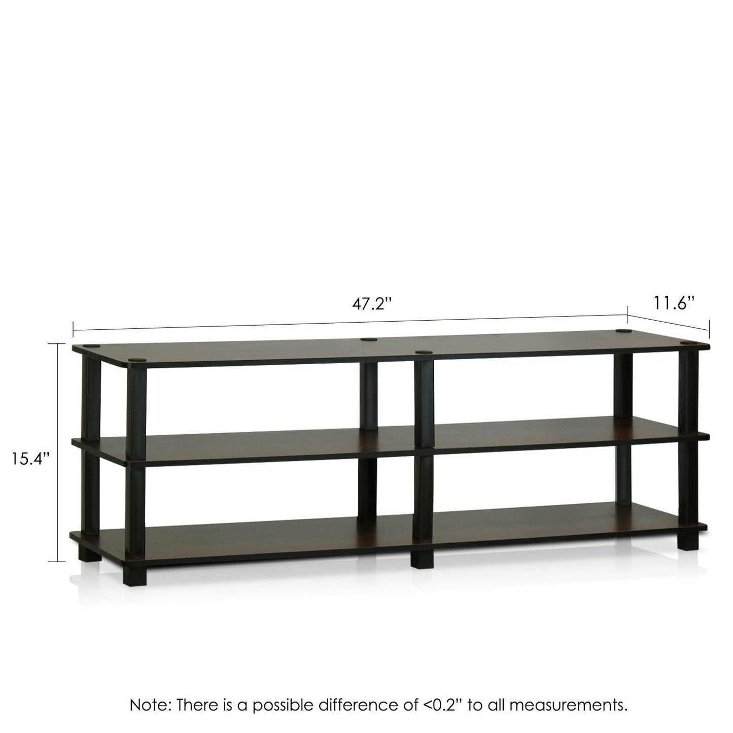 Furinno TURN-S-TUBE TV Stand, 3-Tier No Tools Entertainment Center, TV Console for TV up to 46 Inch, for Living Room, Bedroom, Dark Brown