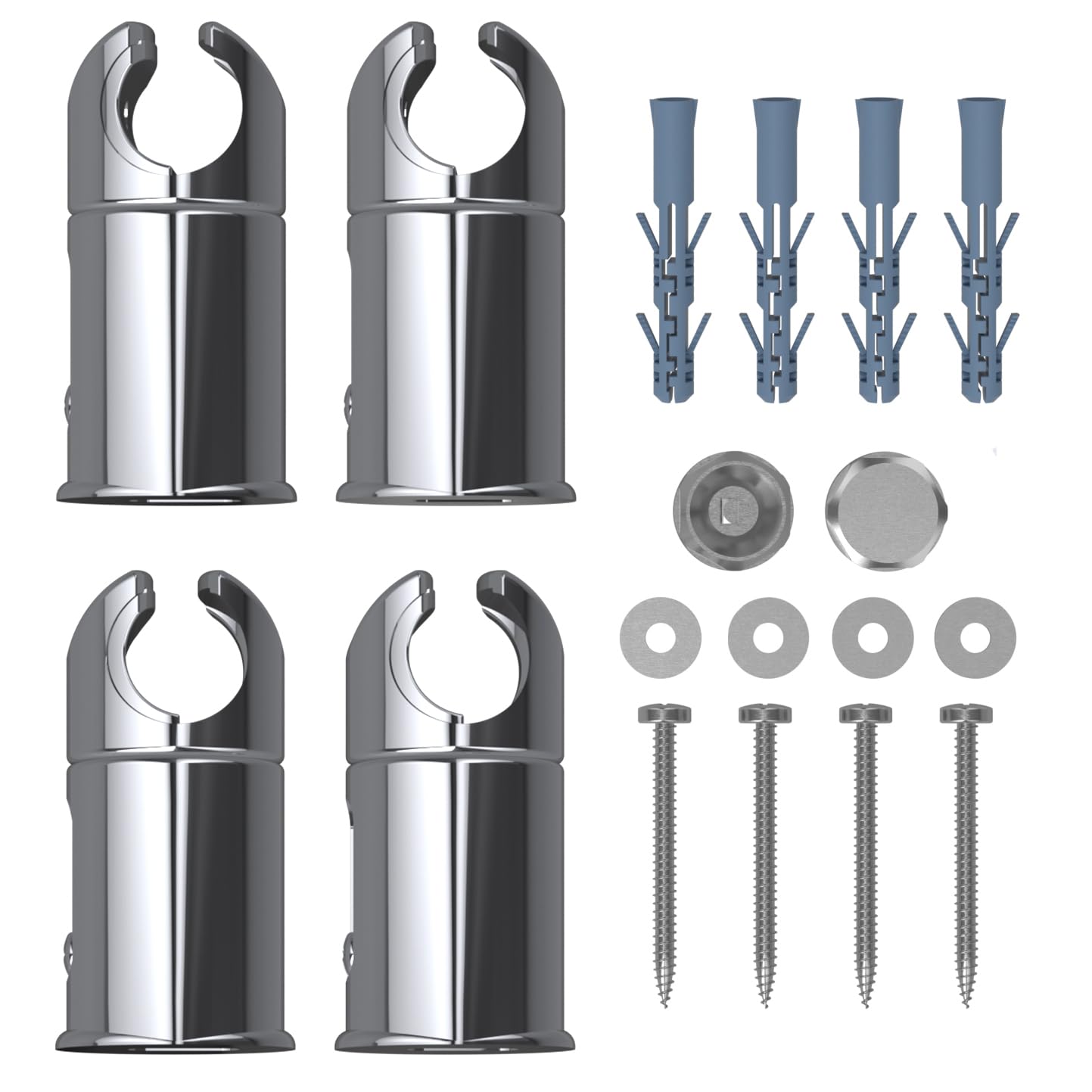 Clamp Brackets for Heated Towel Rail Radiators Flat & Curved (Chrome, 22mm Tube Width)