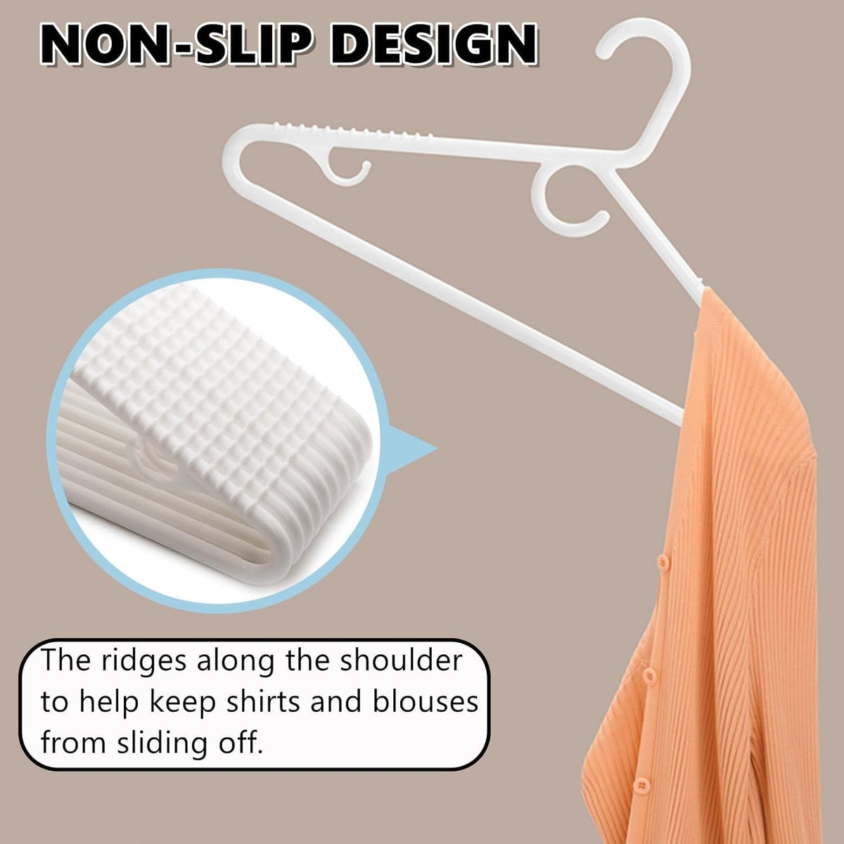 Amber Home 36pcs Thick Plastic Shirt Hangers, Stable Suit Hangers, White