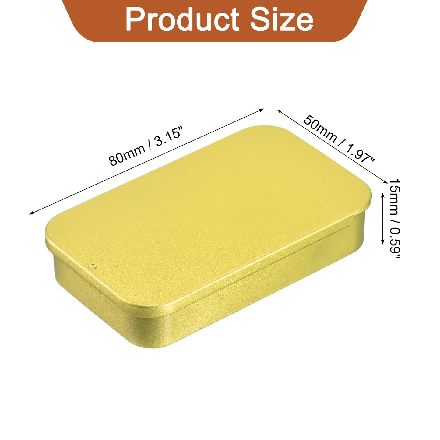 sourcing map 2 Pcs Metal Tin Box Container, 3.1x2x0.6 Inch Slide Top Tin Containers Empty Rectangular Storage Box Portable Mini Tin Case for Candy