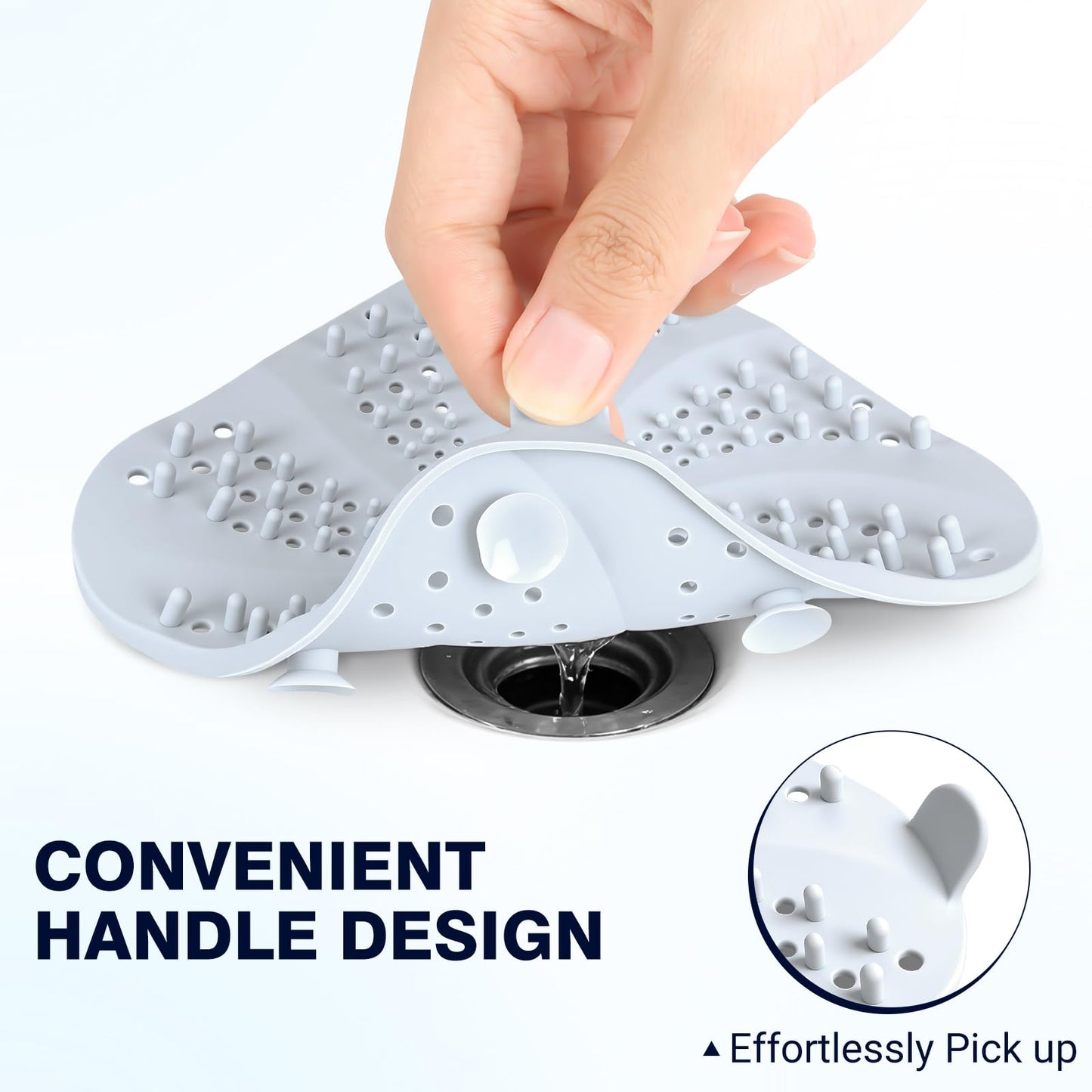Shower Drain Cover Silicone Shower Drain Hair Catcher with Suction Cups
