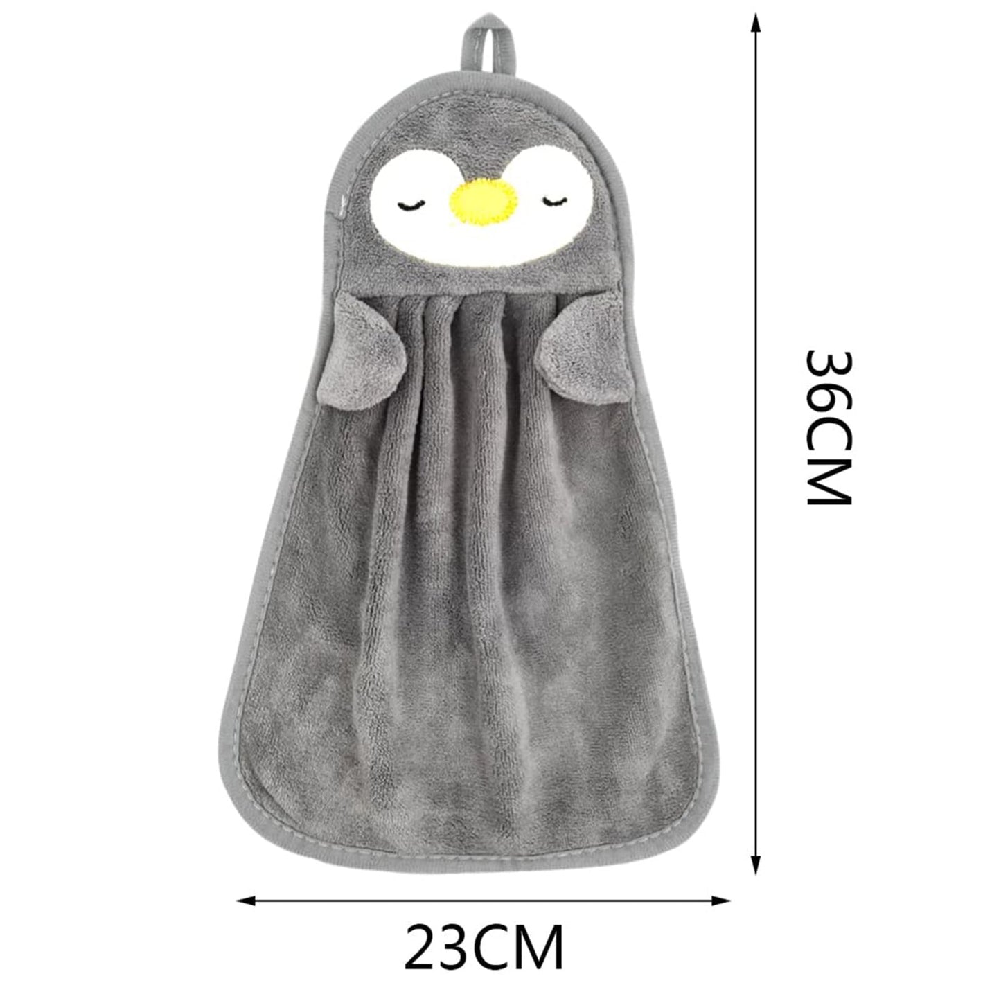 Qinsky Cute Animal Hand Towels, 3Pcs Soft Coral Fleece Microfiber Hand Towels, Super Absorbent, Quick Dry, Blue, Grey, Yellow