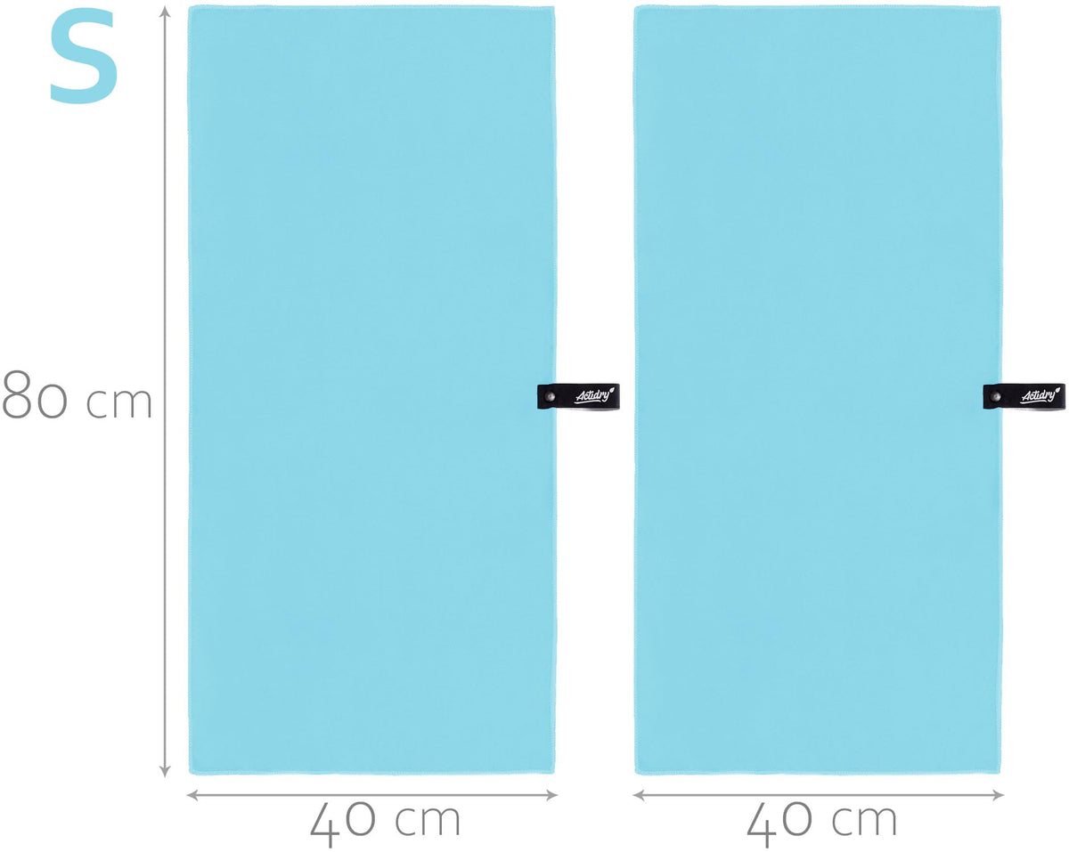 Actidry Microfibre Towel - light and absorbent - 9 colours S M L XL sizes - great for beach, sports and outdoor activity - S (40 x 80 cm) 2 pieces