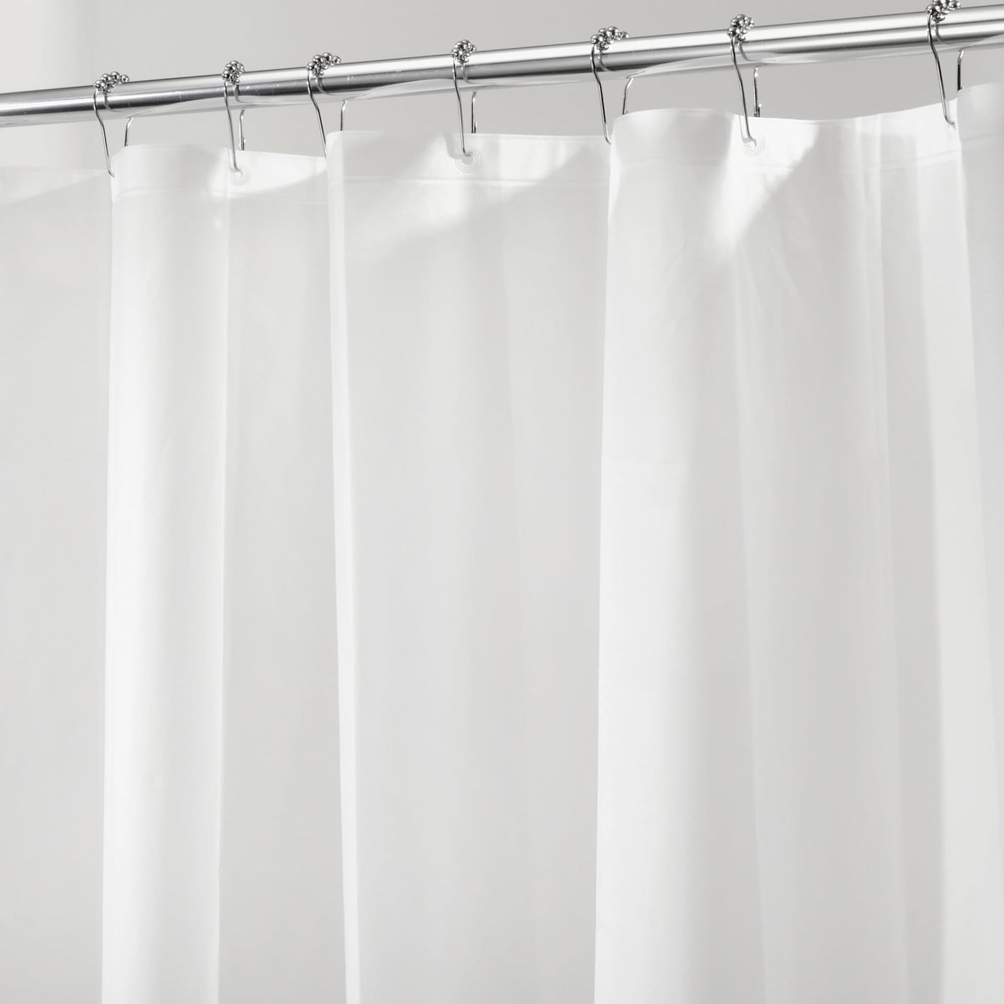 iDesign Shower Curtain with Magnetic Hem, Long Shower Curtain Made of Mould PEVA, Stylish and Water Repellent Shower Liner for Bathroom, Frost White