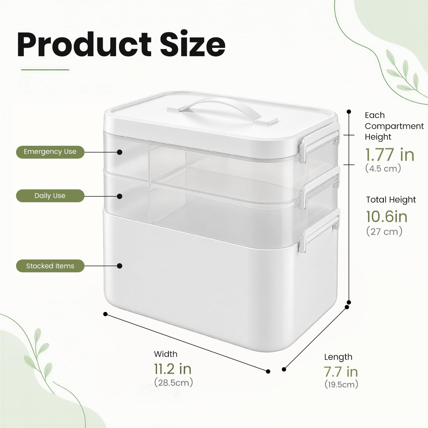 Stidyzo Medicine Storage Box, 3-layer Stackable Storage Box