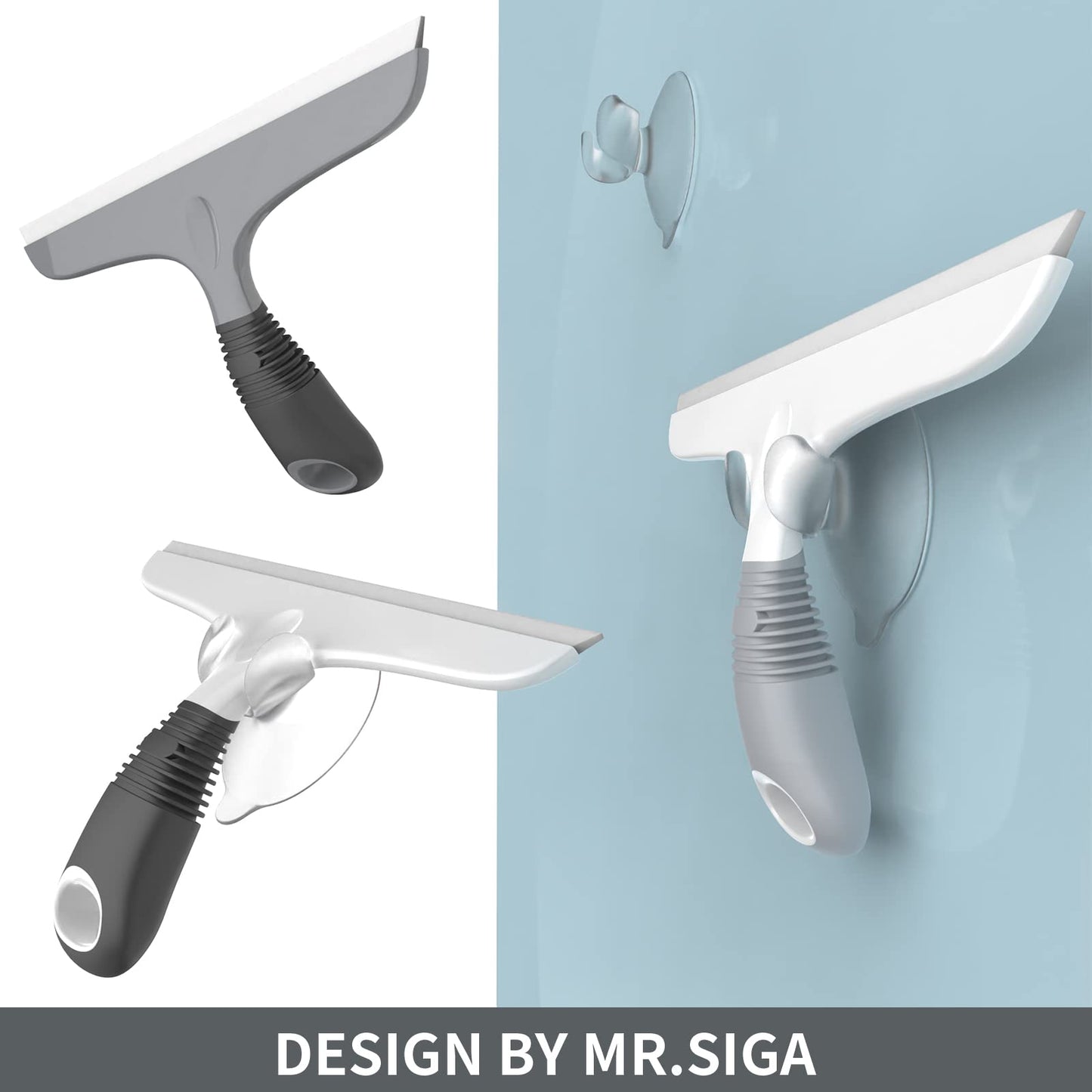 MR.SIGA Silicone Squeegee for Shower Doors, 25 cm/10 inch, grey & Black