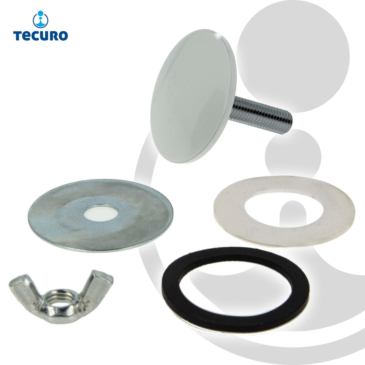 tecuro - Tap hole plug cover rosette (market model), diameter 53 mm, for covering existing tap holes in sinks, brass white RAL 9010