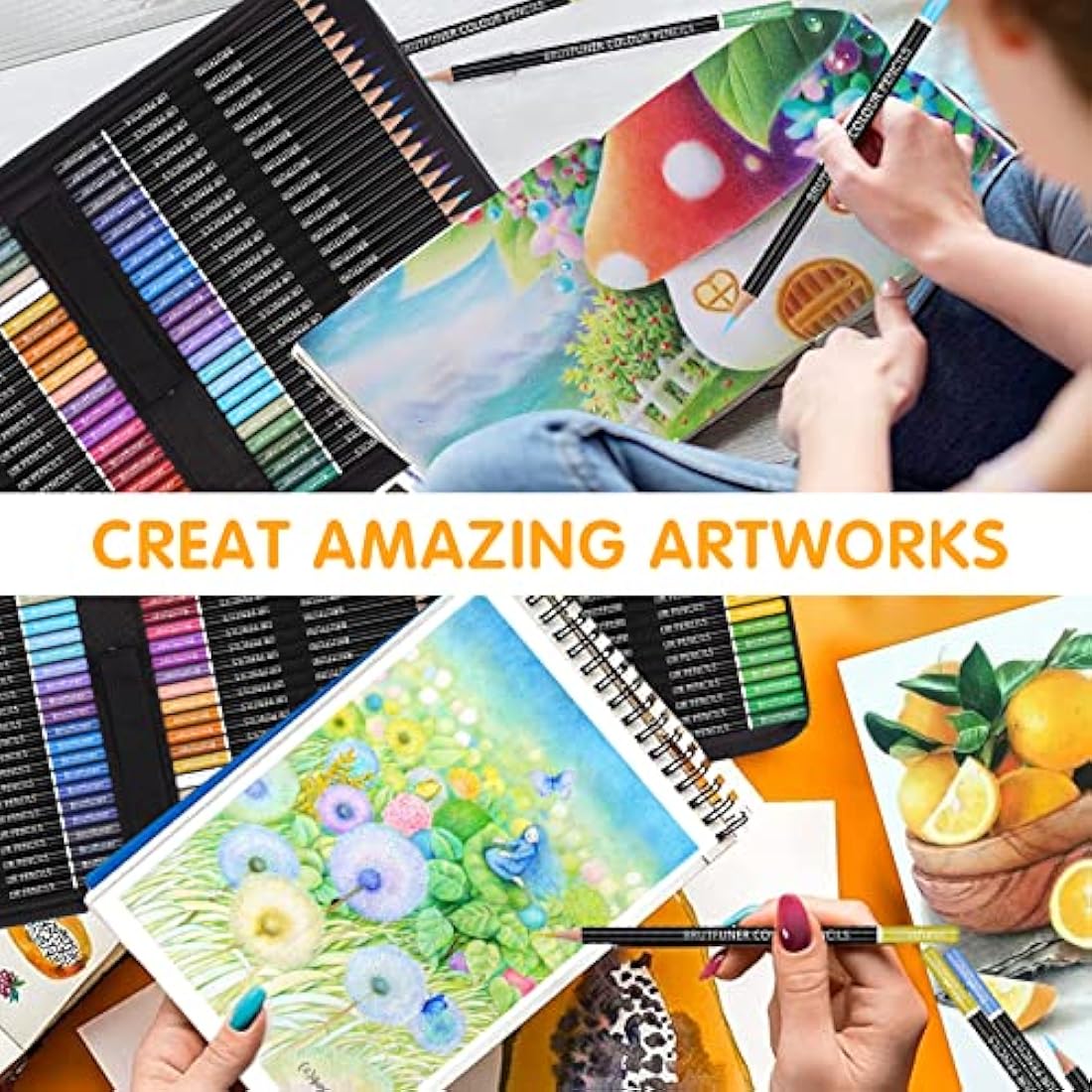 Melifluo 72 Colouring Pencils Set with Black Portable Zipper Bag. Professional Coloured Pencils Perfect for Adult and Artists Sketching, Shading and Doodling