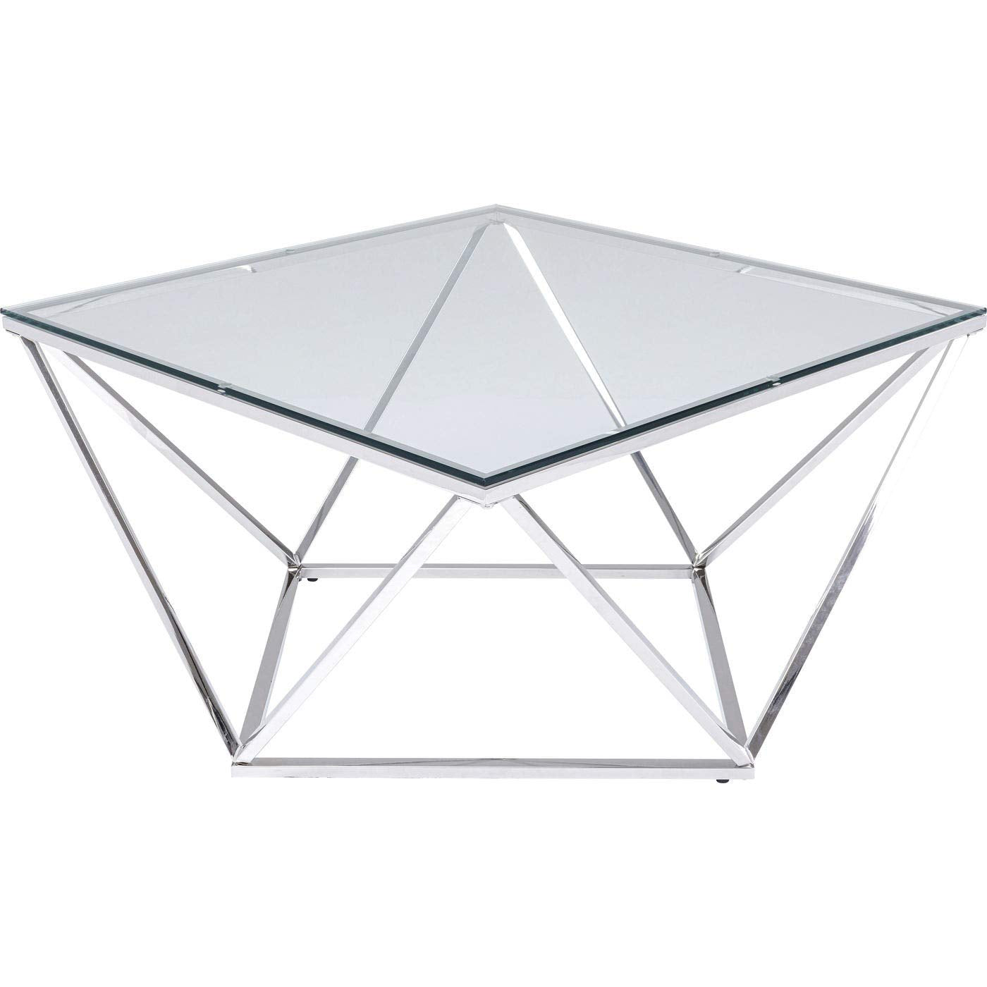 Kare Design Side Table Cristallo Chrome, Elegant, Square, Stainless Steel, Glass, Bedside Table, Room Decor, Home Decor for Living Room, Office