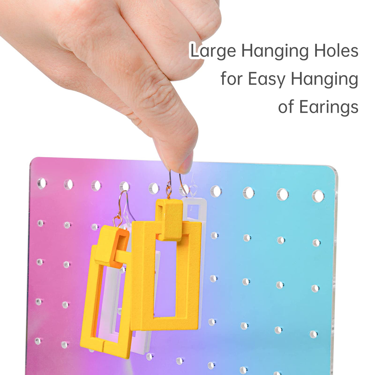 NiHome Iridescent Earrings Holder Display 90 Holes Rainbow Iridescent Ear Studs Jewelry Show Rack Set of 3 Stand Organizer Holder Acrylic Earring