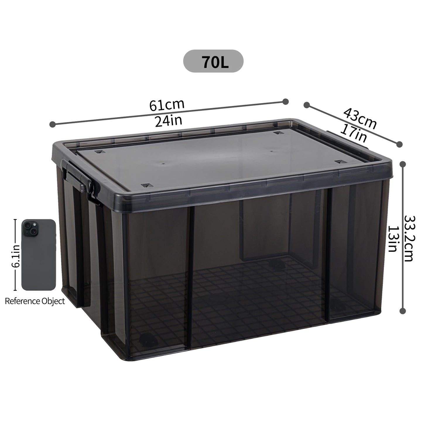 Cetomo 70L*3 Heavy-Duty Storage Boxes, Plastic Stackable Storage Box with Wheels, Storage Bins with Reinforced Corners