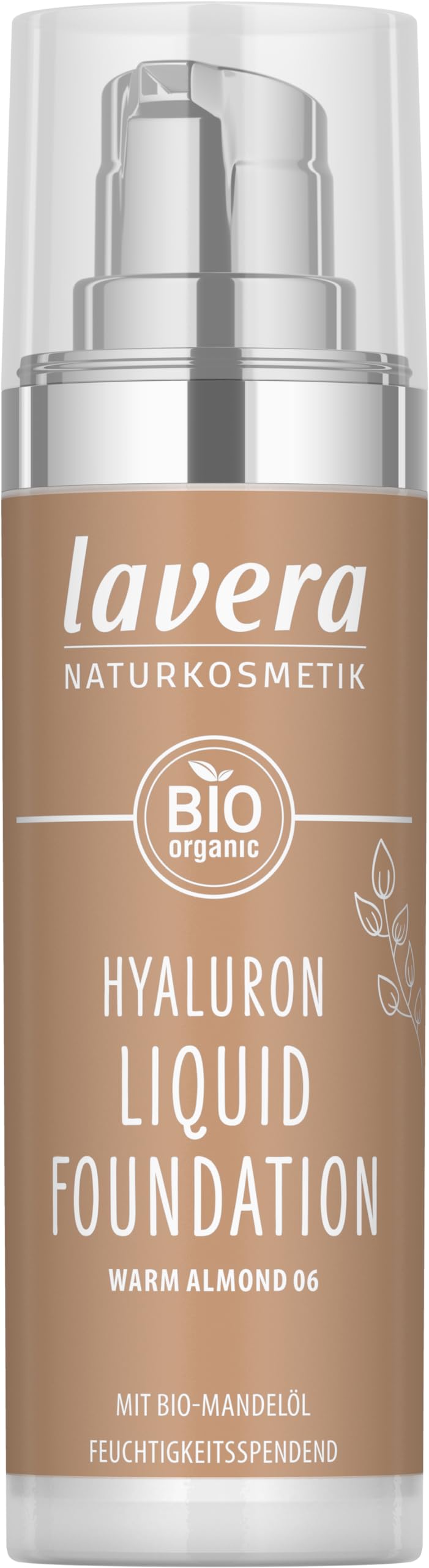 lavera Hyaluron Liquid Foundation - Warm Almond 06 - natural cosmetics - Vegan - Silky, lightweight texture - free from mineraloil - Natural