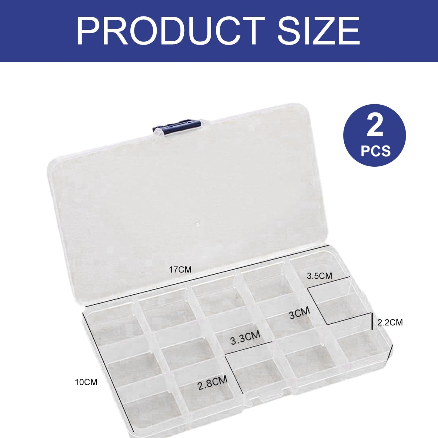 Doukesh 2 Pcs Bead Storage Box, 15 Grids Bead Storage Box with Compartments