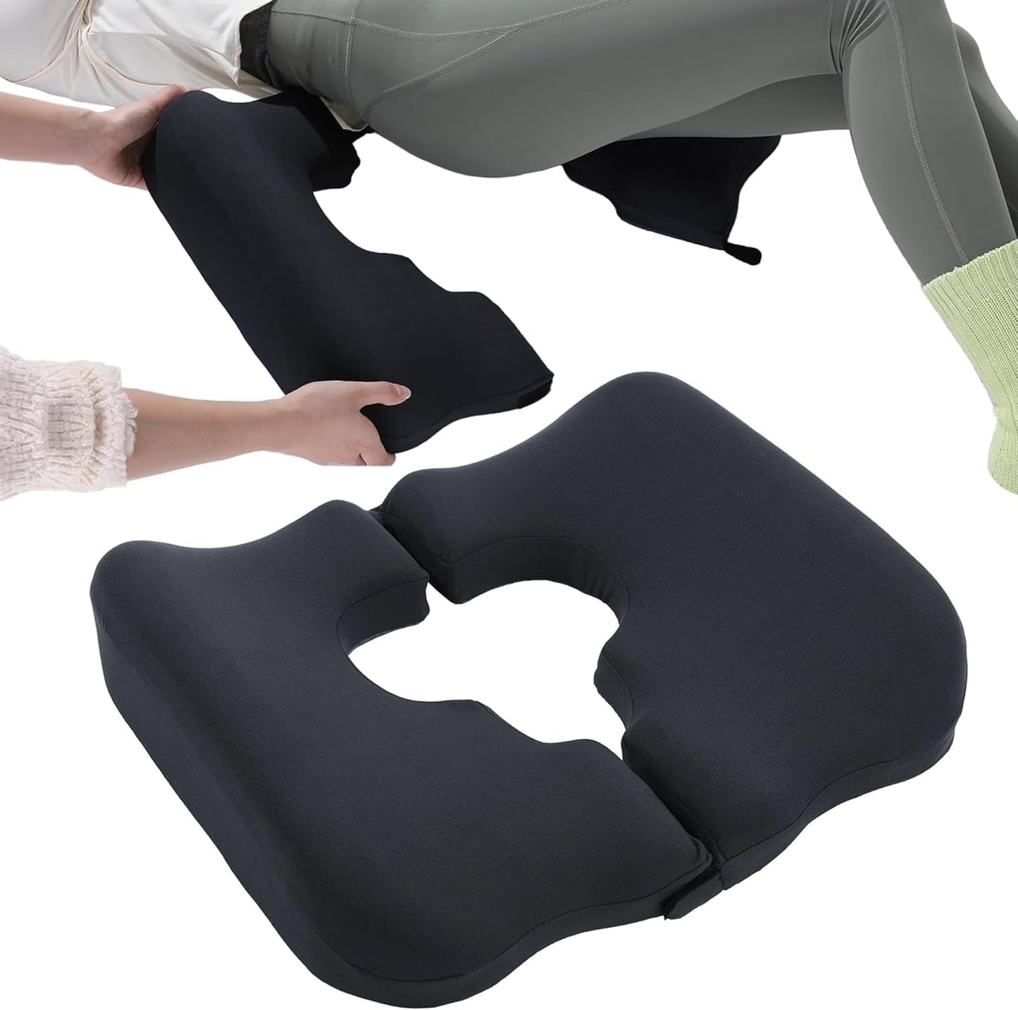Memory Foam Coccyx Cushion with T-Shaped Cutout for Tailbone Pain Relief