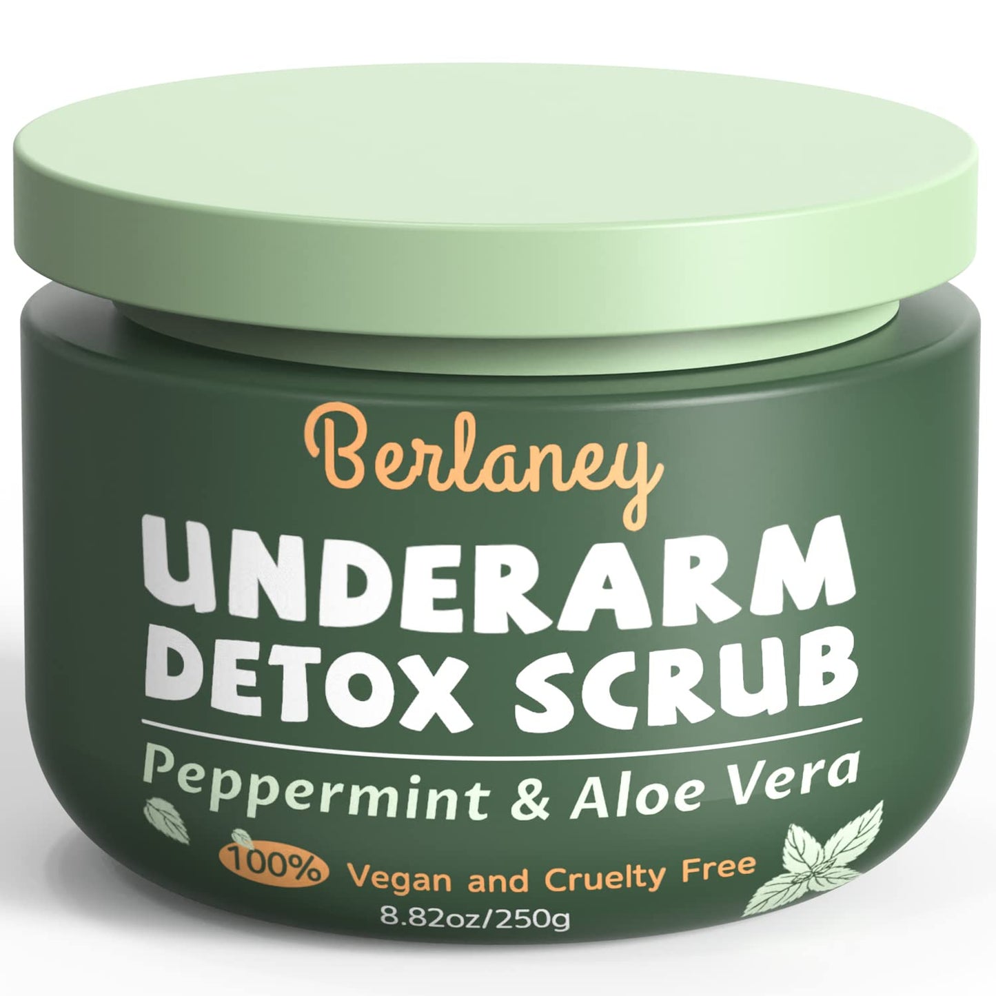 Armpit Detox Scrub 8.8 oz with Peppermint, Aloe Vera and Walnut Shell Powder, Underarm Scrub Helps on Removing Odor, Deep Cleanse & Exfoliating, also