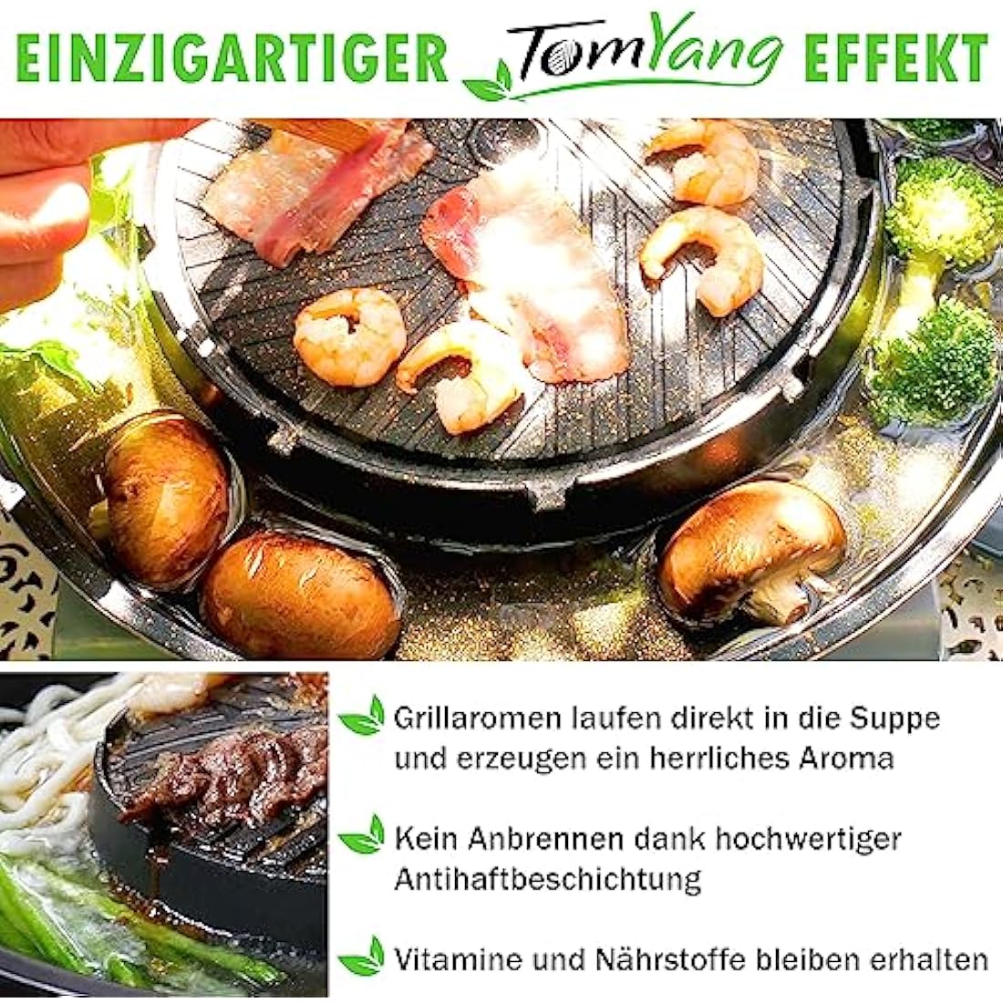 TomYang BBQ Camping Pan - The Original Thai Grill & Hot Pot, Korean BBQ Grill, Mookata Thai Hot Pot