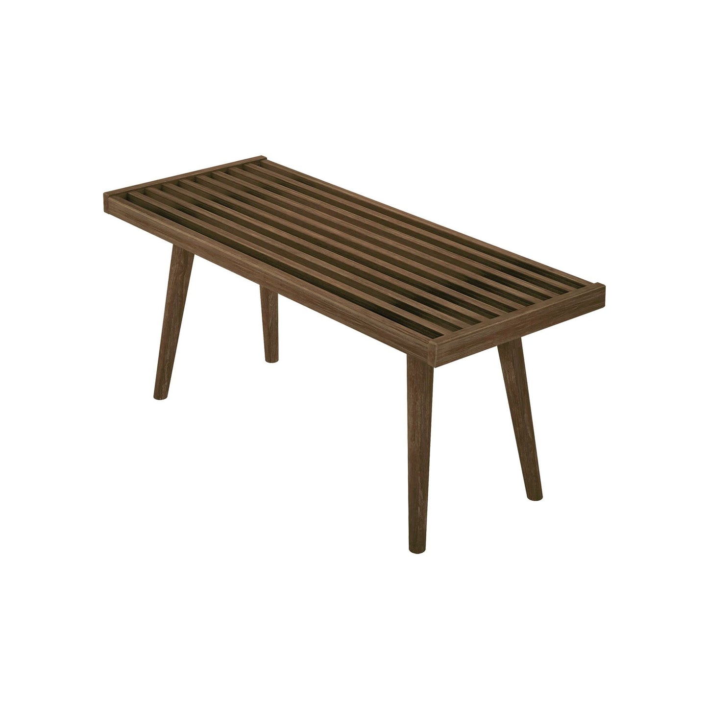 Maxwood Furniture Plank plus Beam Mid-Century Single Wood Entryway Bench, Walnut, 41.25 Inch