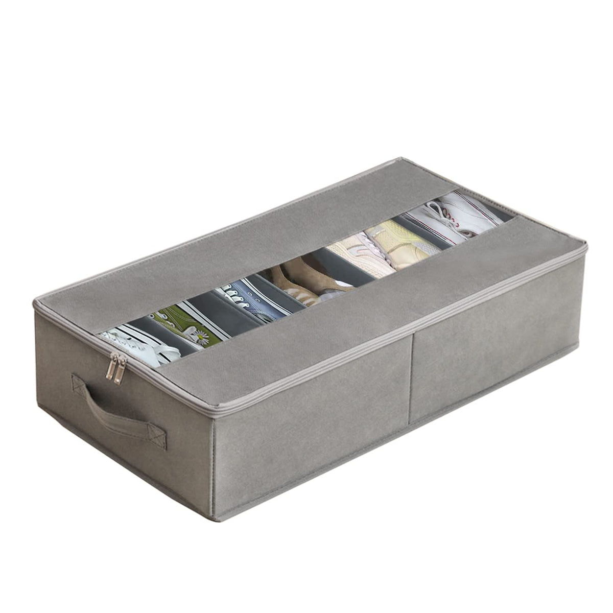 Noeborty Underbed Shoe Organizer, 60 x 33 x 14 cm Underbed Storage Bag, Large Non-Woven Underbed Storage Organizers, Underbed Shoe Storage Organizers