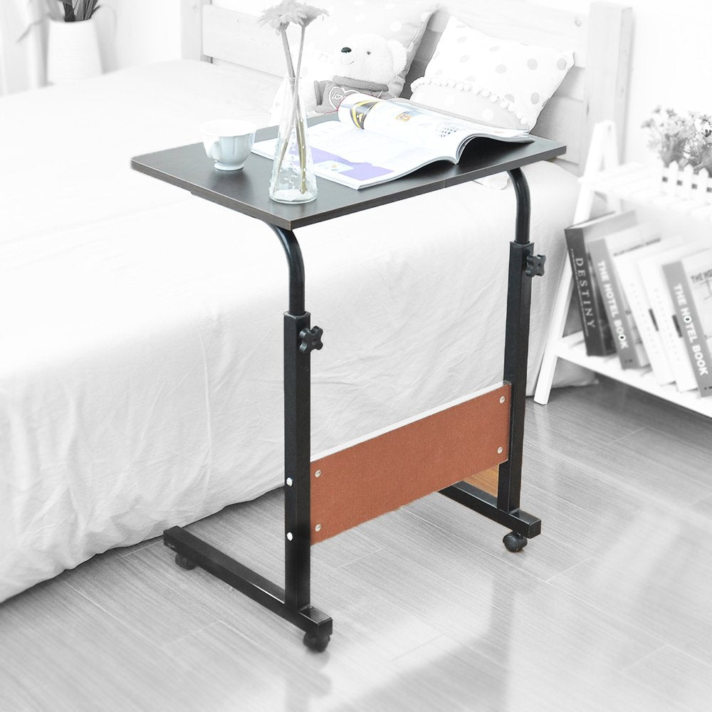 sogesfurniture Height-Adjustable Laptop Table, Laptop Stand, Mobile Side Table, Care Table for Bed and Sofa, 60 x 40 x 71-90 cm, Black 05#1-60BK-BH