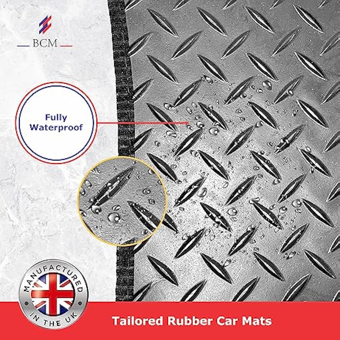 BCM Car Mats - Compatible with Hyundai Kona 2017-Onward - Car Floor Mat - 3MM Rubber - Fully Tailored - Anti-Slip Backing - Black Trimming - 4 Piece Non-Slip Mat
