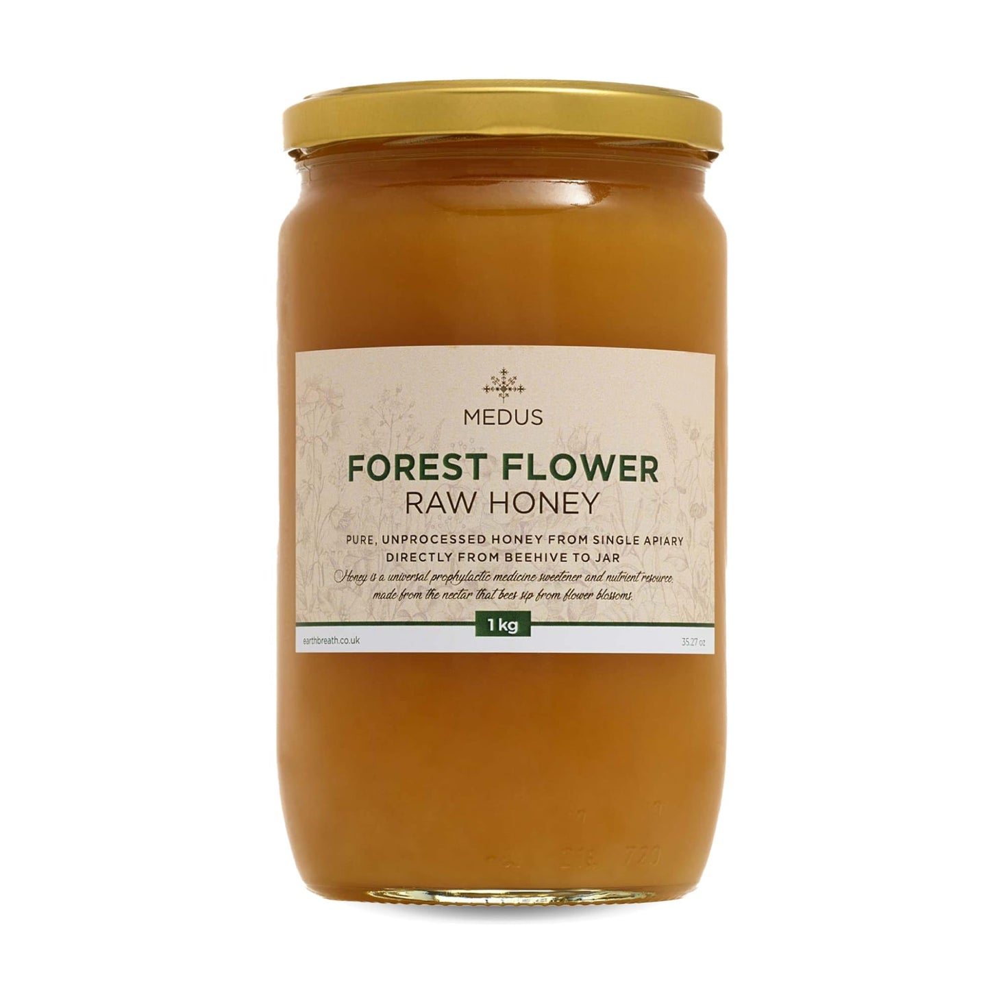 Earthbreath - Forest Flower Raw Honey - 1Kg | Pure, Dark, Unpasteurised and Unfiltered | Natural Sweetener for Cooking, Tea, Coffee, Milk, Juice, Hot